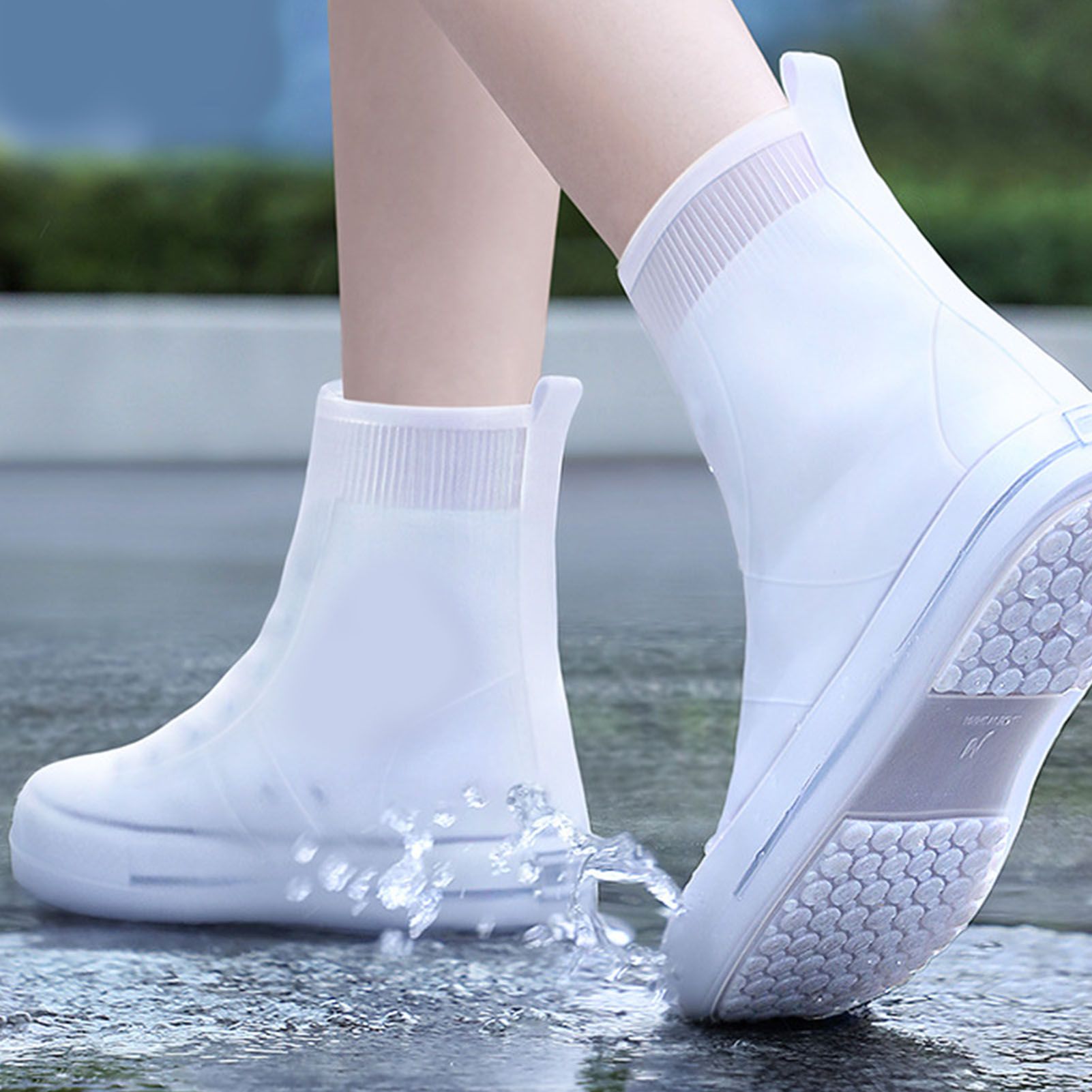 Rain Shoe Covers Waterproof Dustproof Reusable Overshoes Thickened Silicone view 6