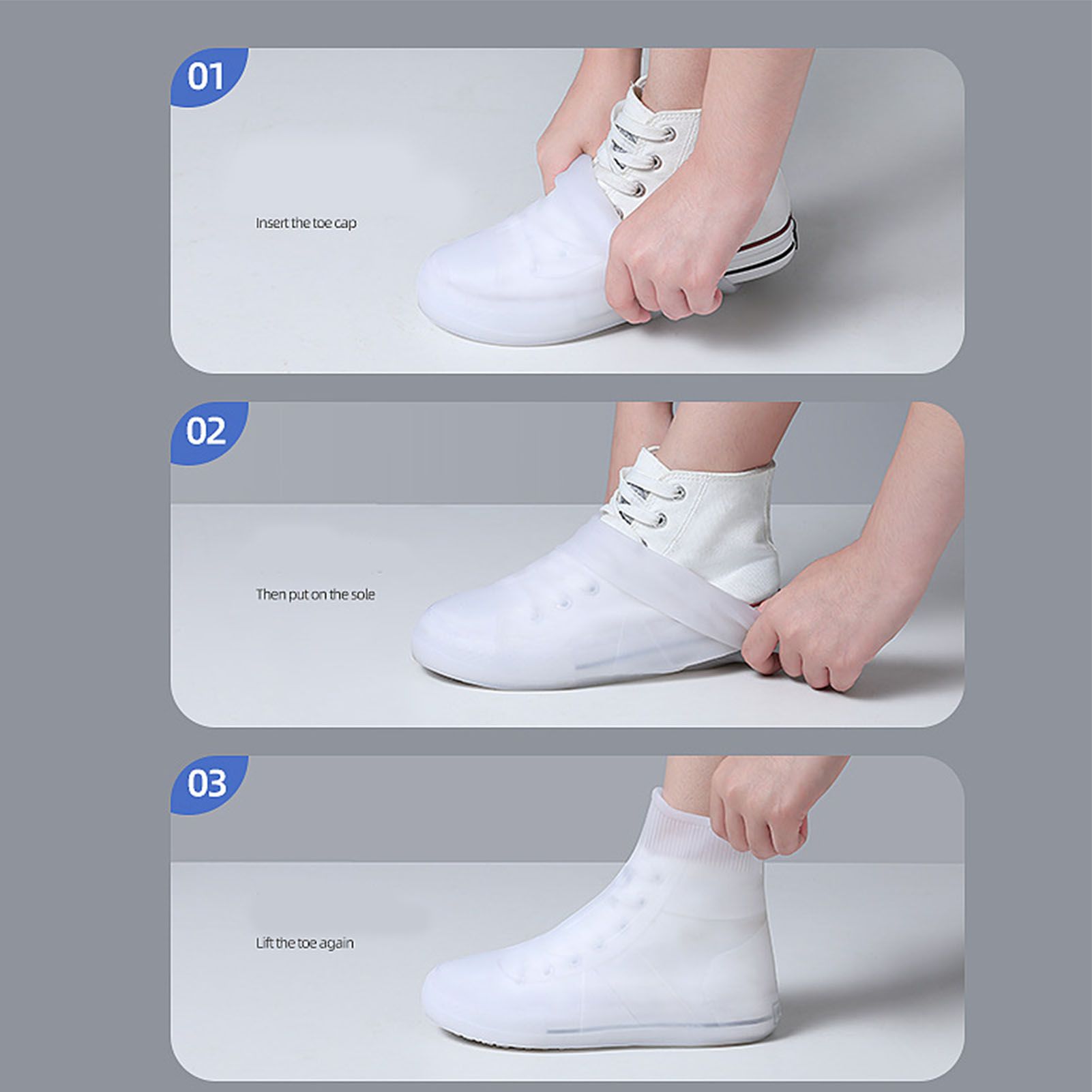 Rain Shoe Covers Waterproof Dustproof Reusable Overshoes Thickened Silicone view 12