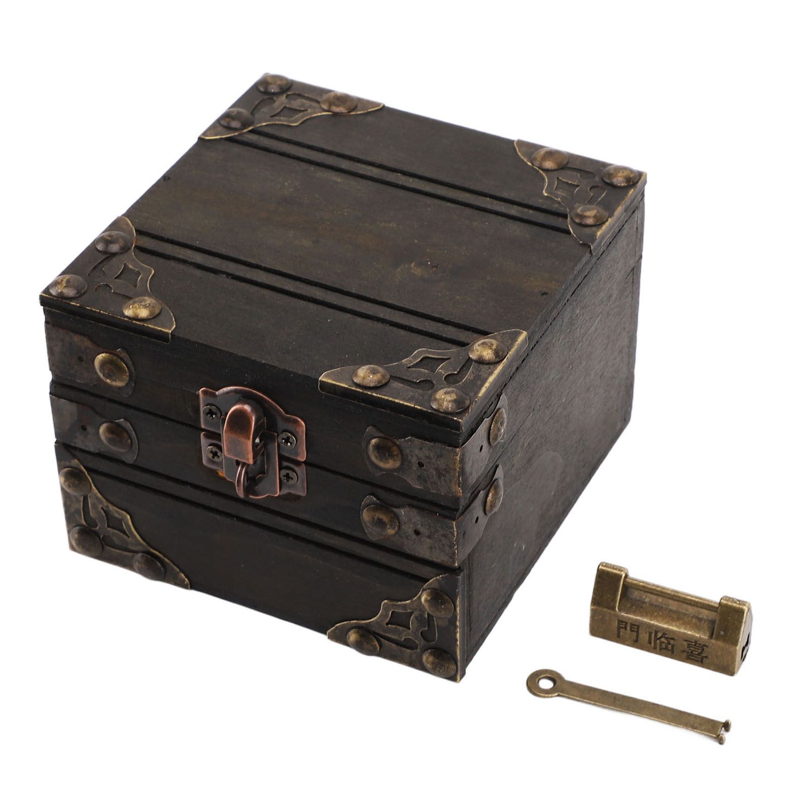 Large Jewelry Box Large Capacity Antique Durable Wood Dark Grey Vintage