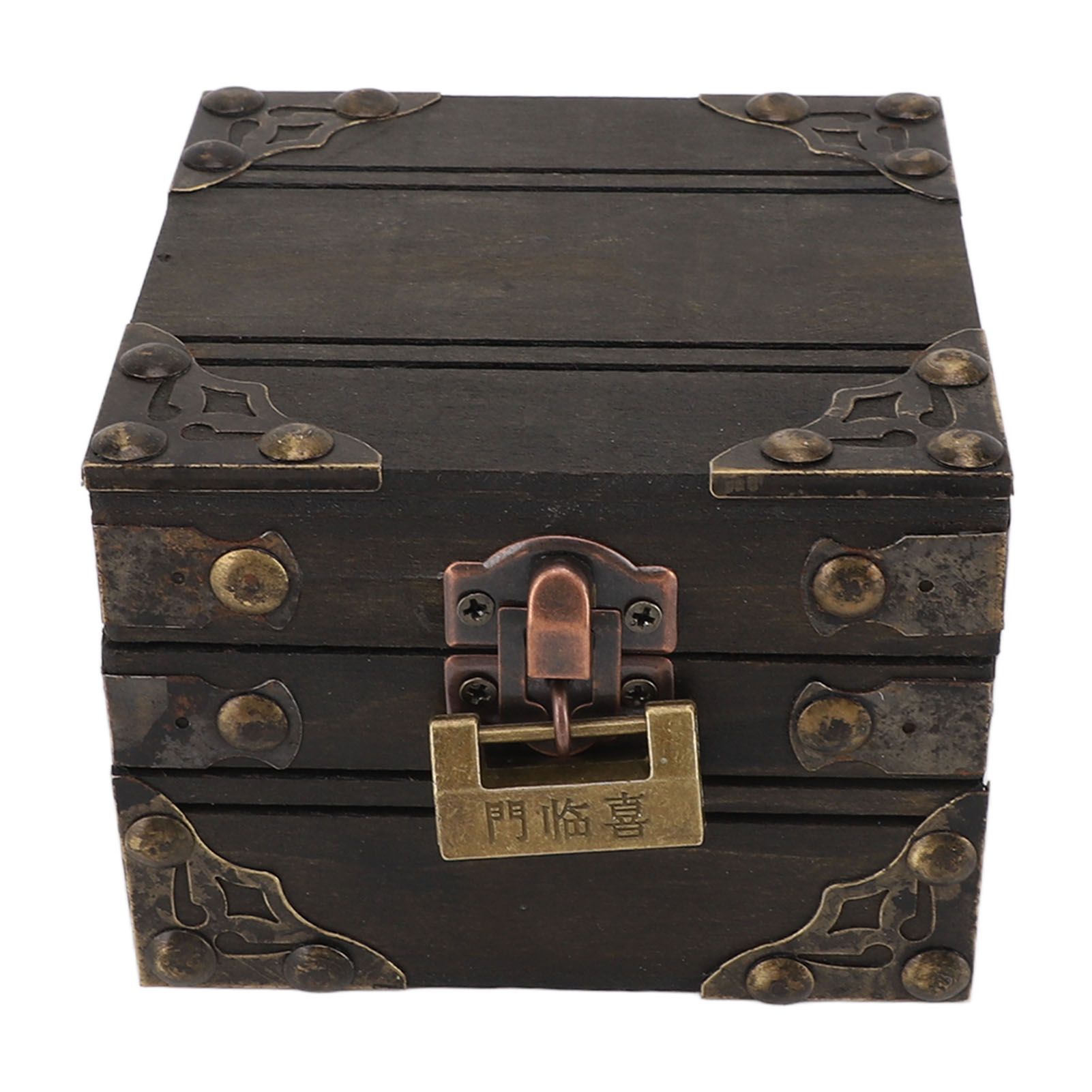 Large Jewelry Box Large Capacity Antique Durable Wood Dark Grey Vintage view 3