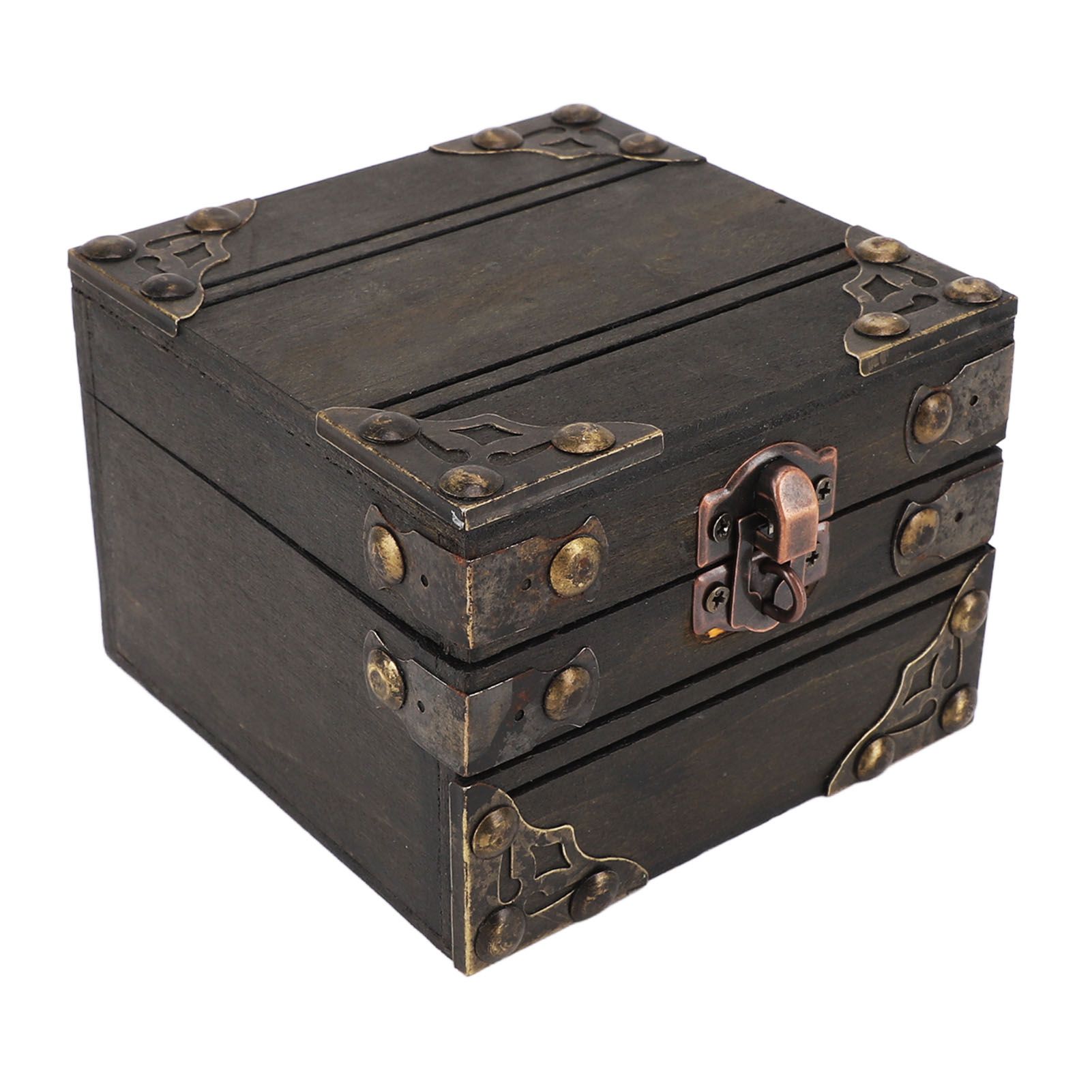 Large Jewelry Box Large Capacity Antique Durable Wood Dark Grey Vintage view 9