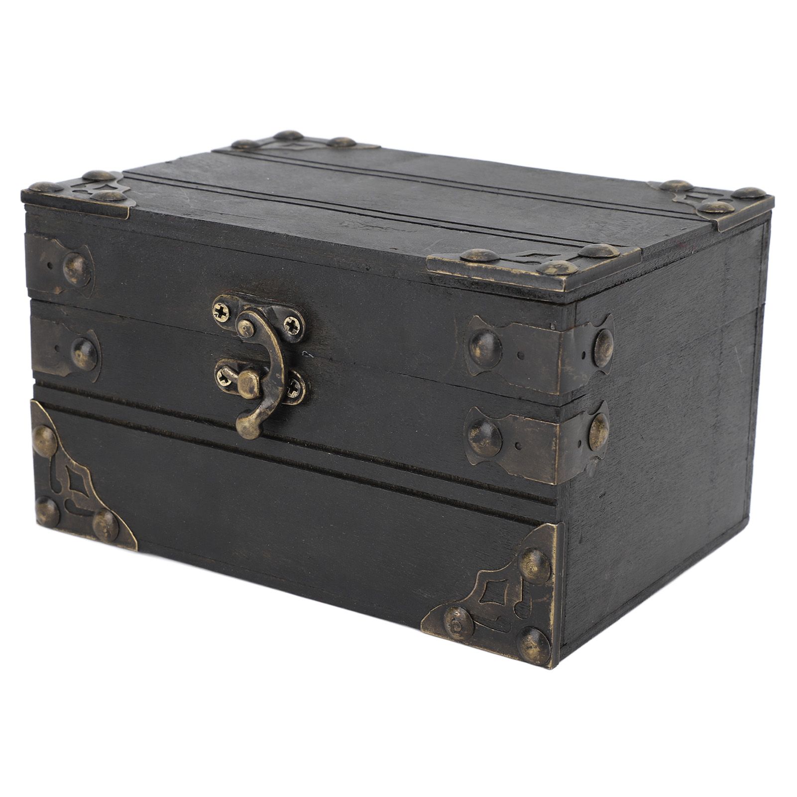 Retro Wooden Jewelry Box Treasure Storage Box Organizer Container Case Chest view 2