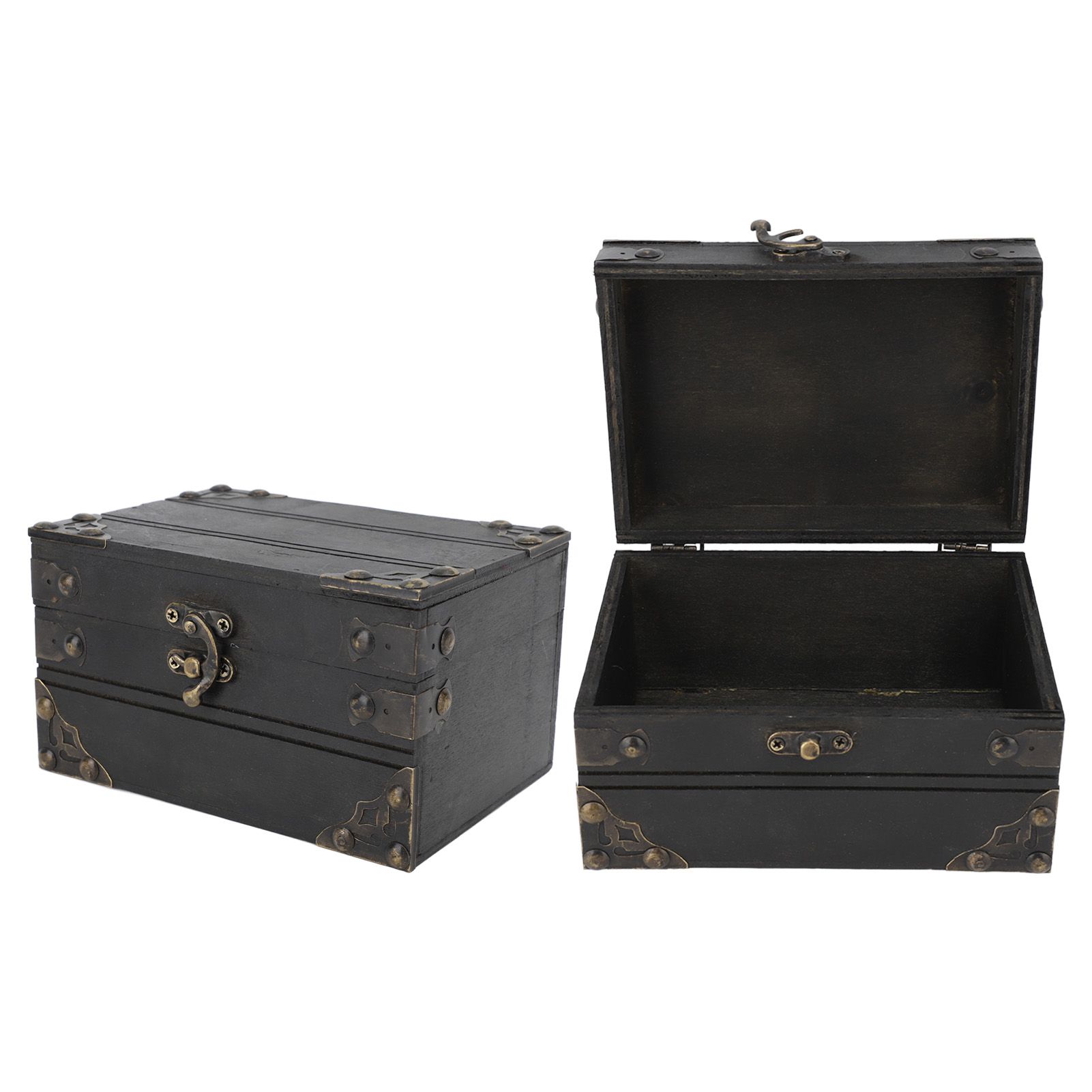 Retro Wooden Jewelry Box Treasure Storage Box Organizer Container Case Chest view 8