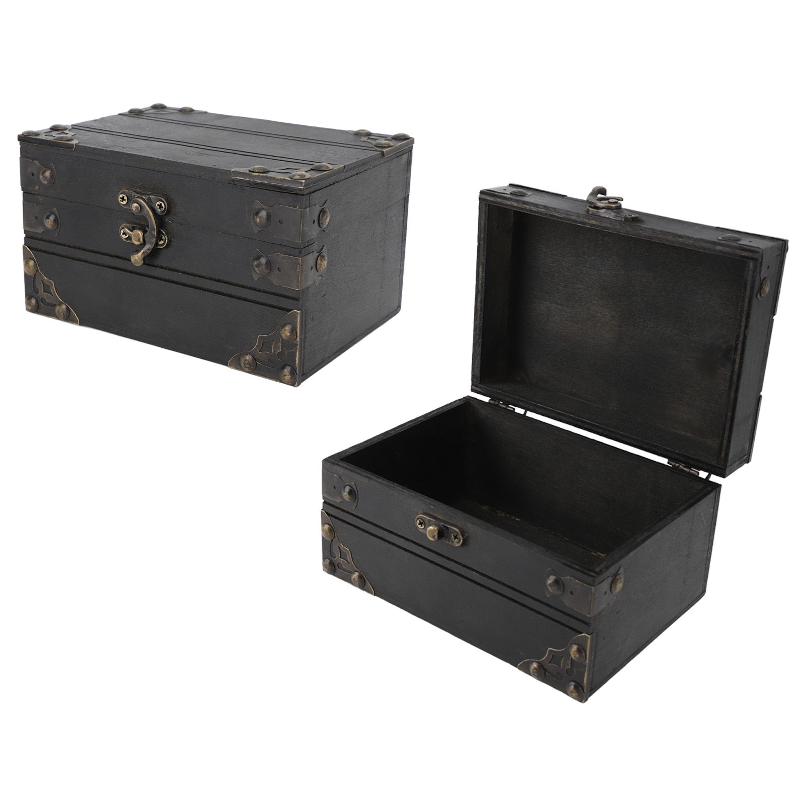 Retro Wooden Jewelry Box Treasure Storage Box Organizer Container Case Chest view 9