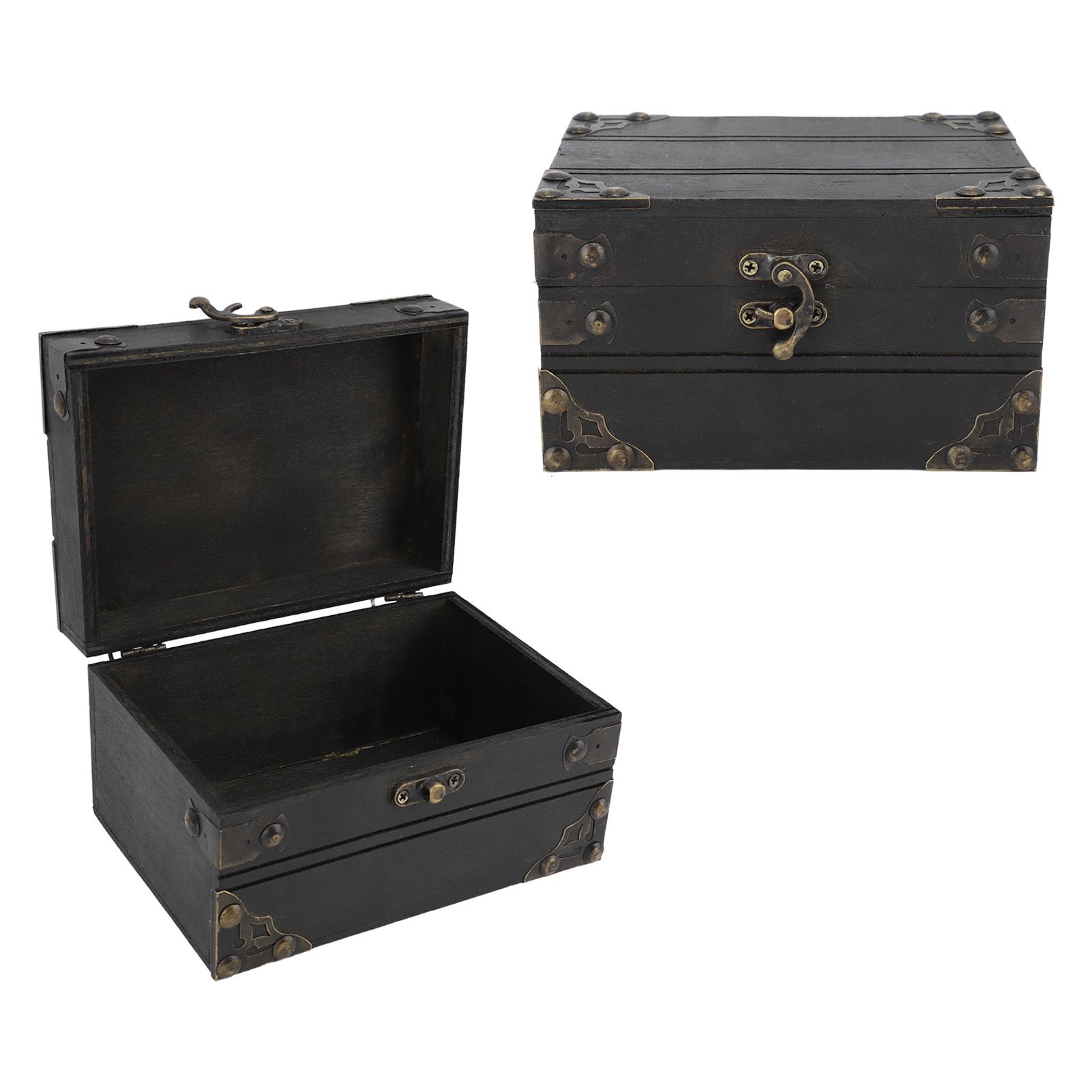 Retro Wooden Jewelry Box Treasure Storage Box Organizer Container Case Chest view 10