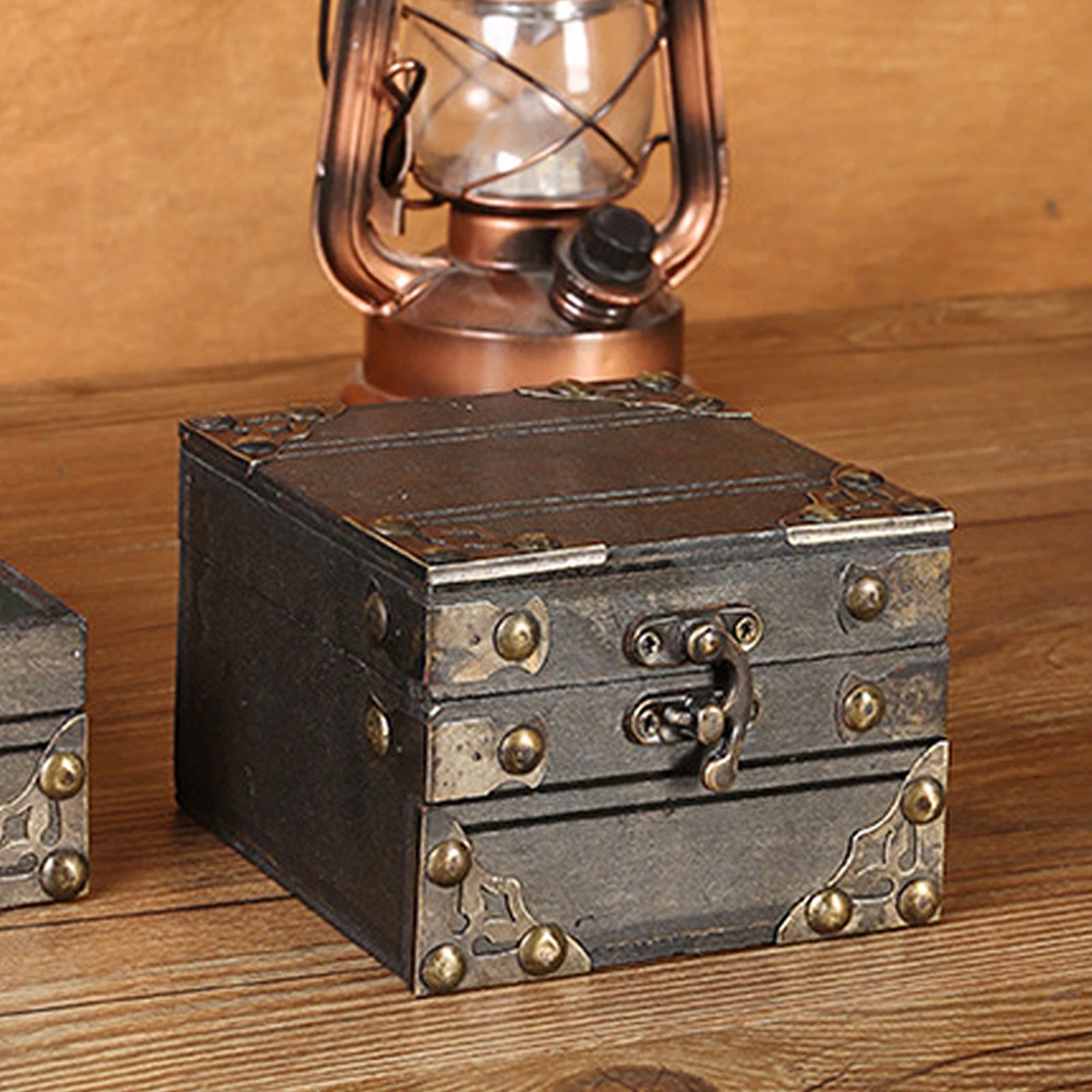 Retro Wooden Jewelry Box Treasure Storage Box Organizer Container Case Chest view 12