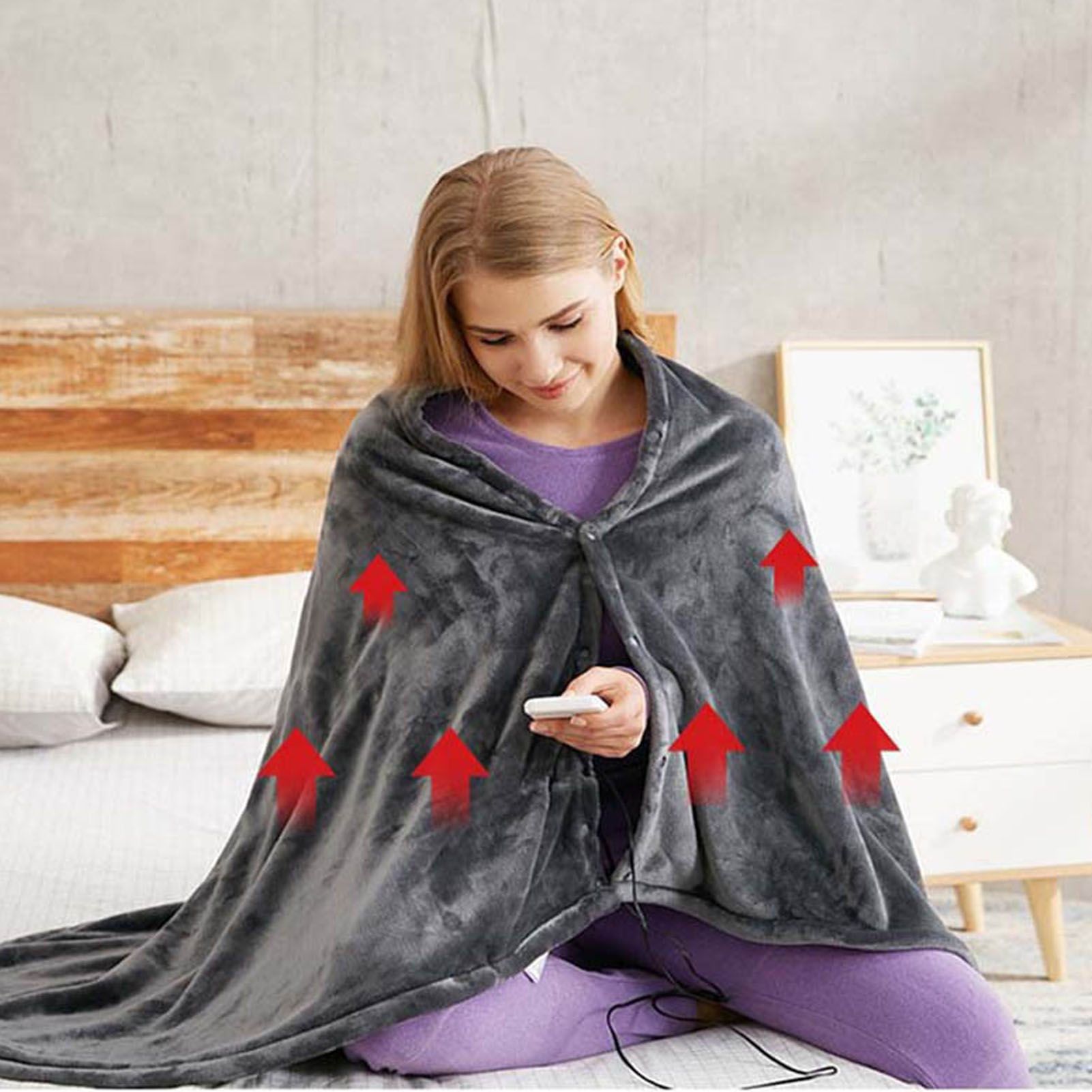 Electric Heated Blanket USB Powered 3 Levels Adjustable Fast Heating Heated view 11