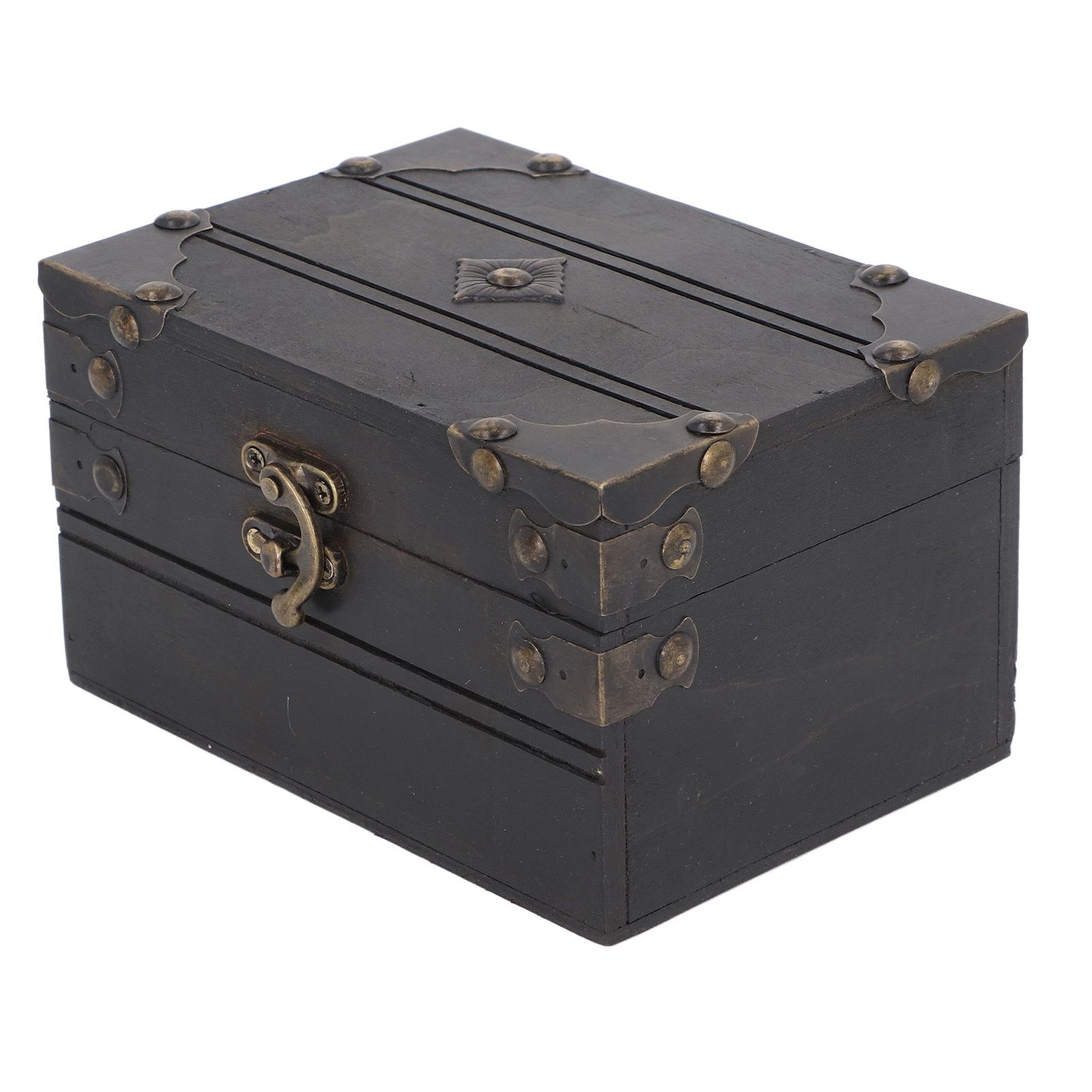 Retro Vintage Wooden Jewelry Box Treasure Storage Box Organizer Container Case view 2