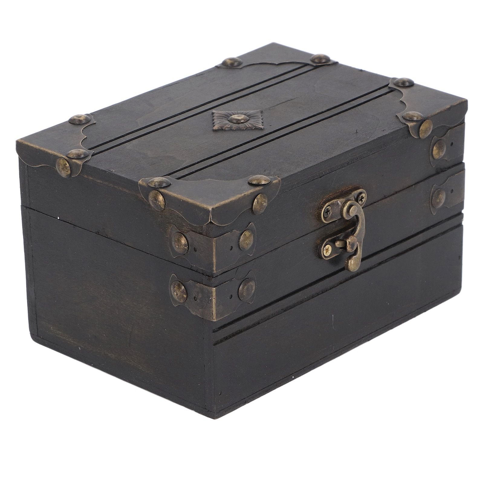 Retro Vintage Wooden Jewelry Box Treasure Storage Box Organizer Container Case view 3