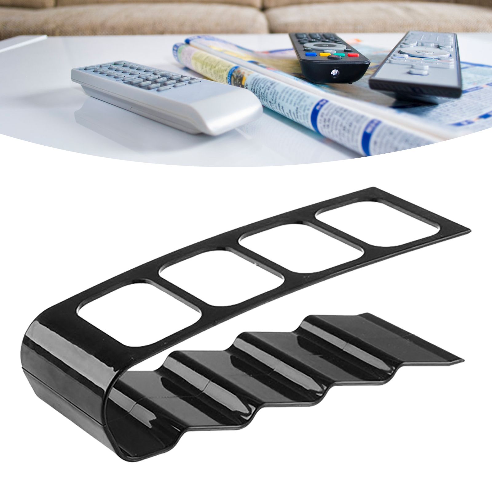 Remote Control Holder with 4 Compartments Plastic Easily Accessible TV Remote view 5