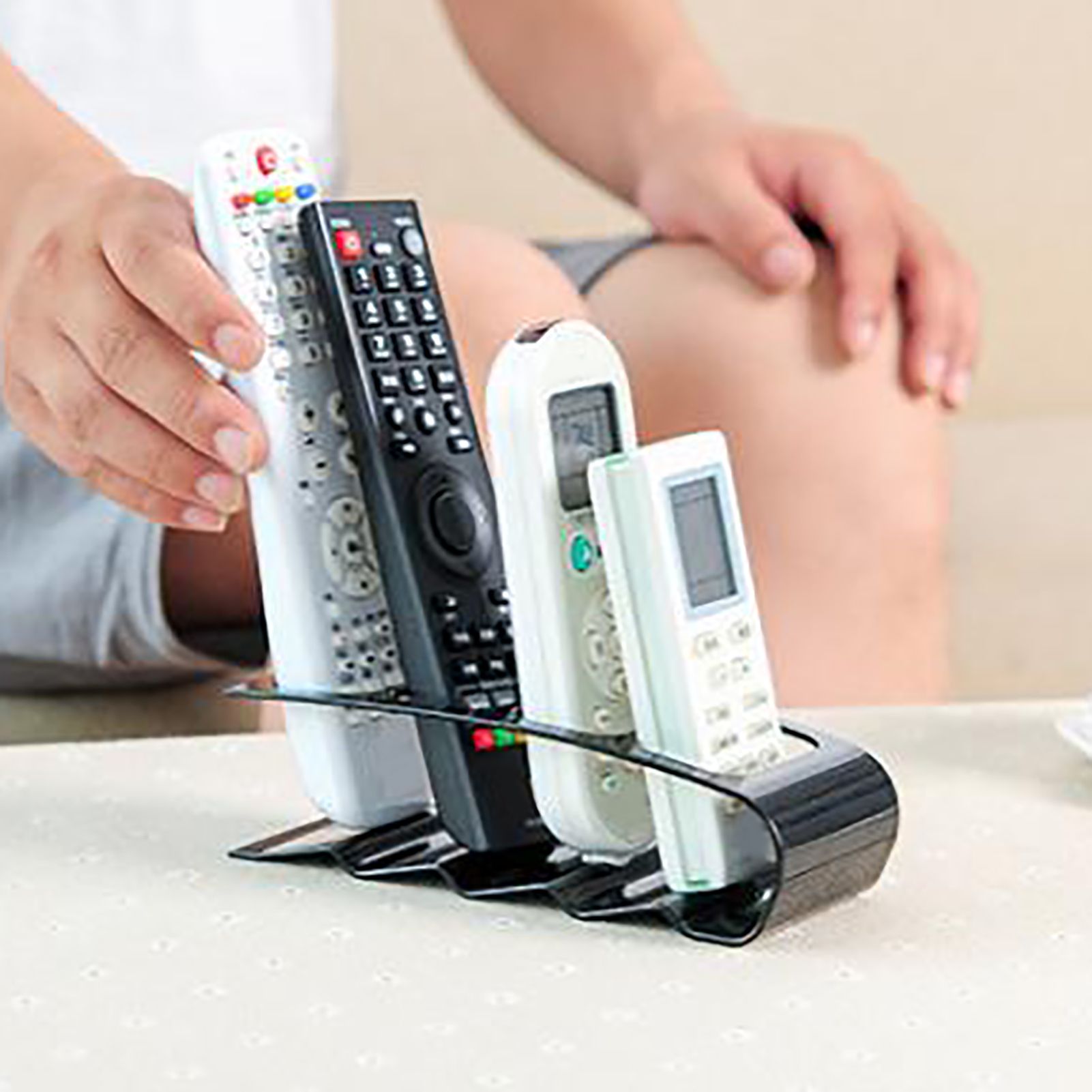 Remote Control Holder with 4 Compartments Plastic Easily Accessible TV Remote view 11