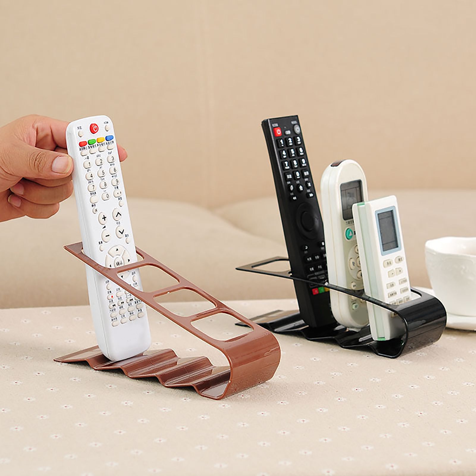 Remote Control Holder with 4 Compartments Plastic Easily Accessible TV Remote view 12