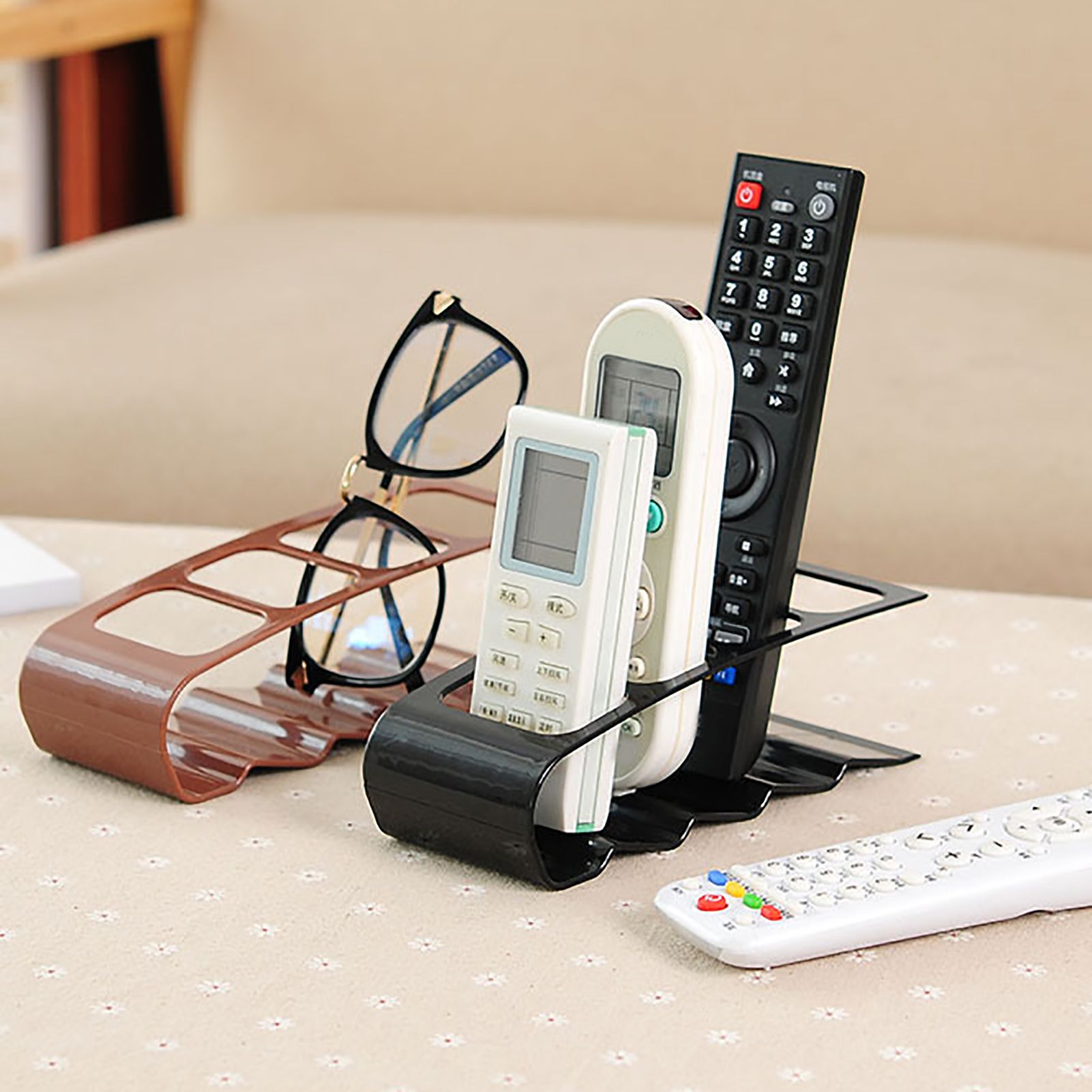 Remote Control Holder with 4 Compartments Plastic Easily Accessible TV Remote view 13