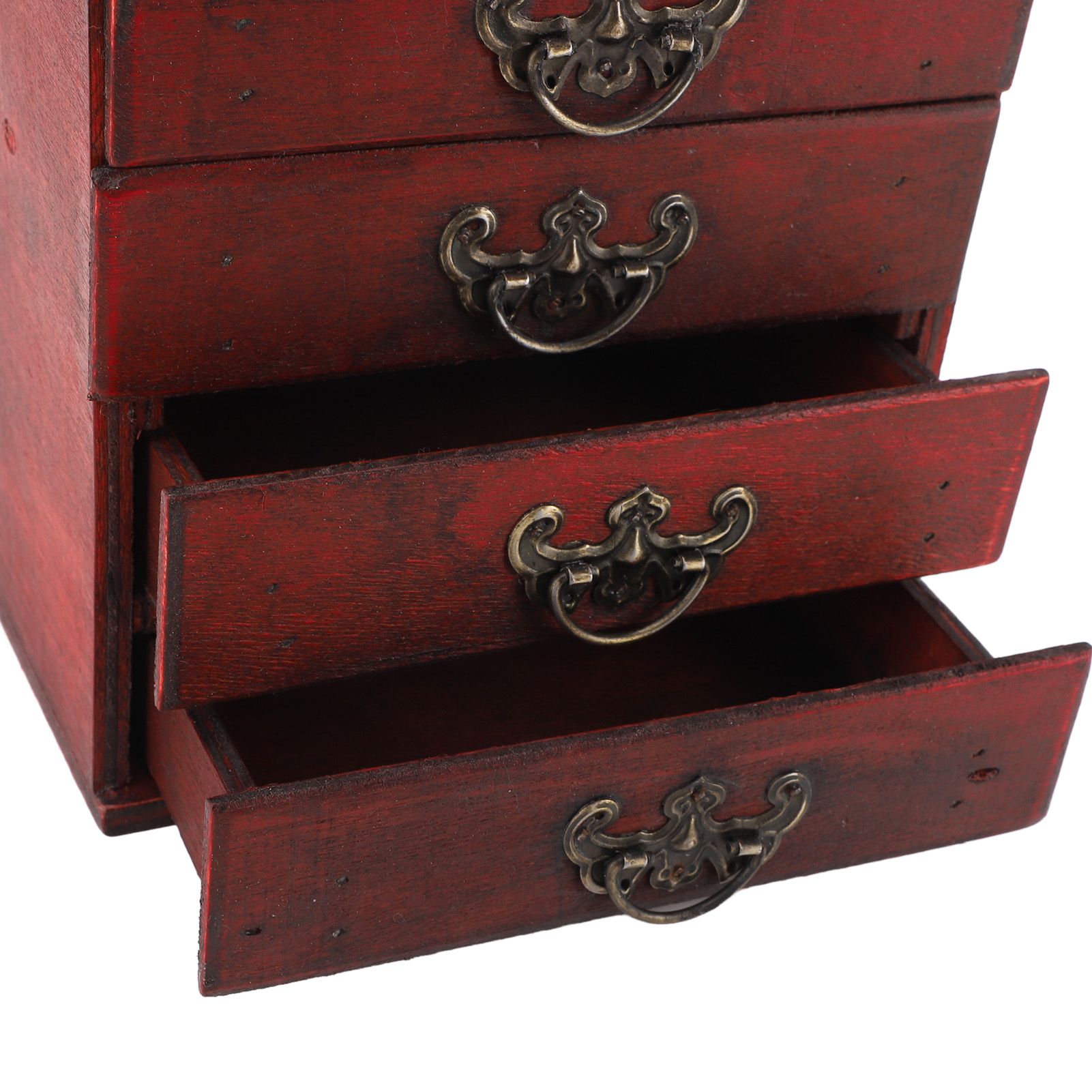 Jewelry Box Chinese Vintage Case 4 Drawer Wood Oriental Compact Ample Capacity view 15