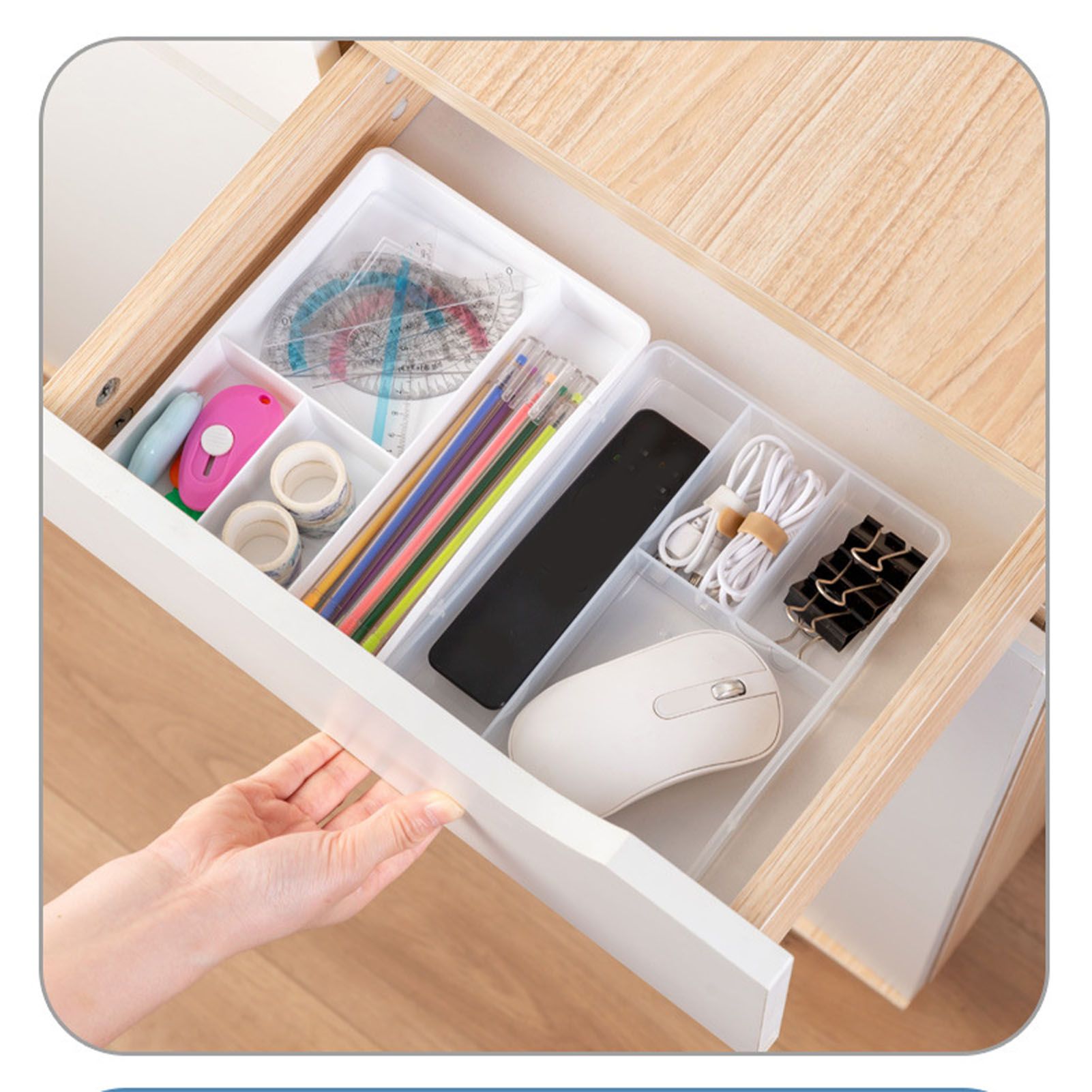 Desktop Organizer Box Drawer Divider Tray Desk Makeup Classification Storage view 10