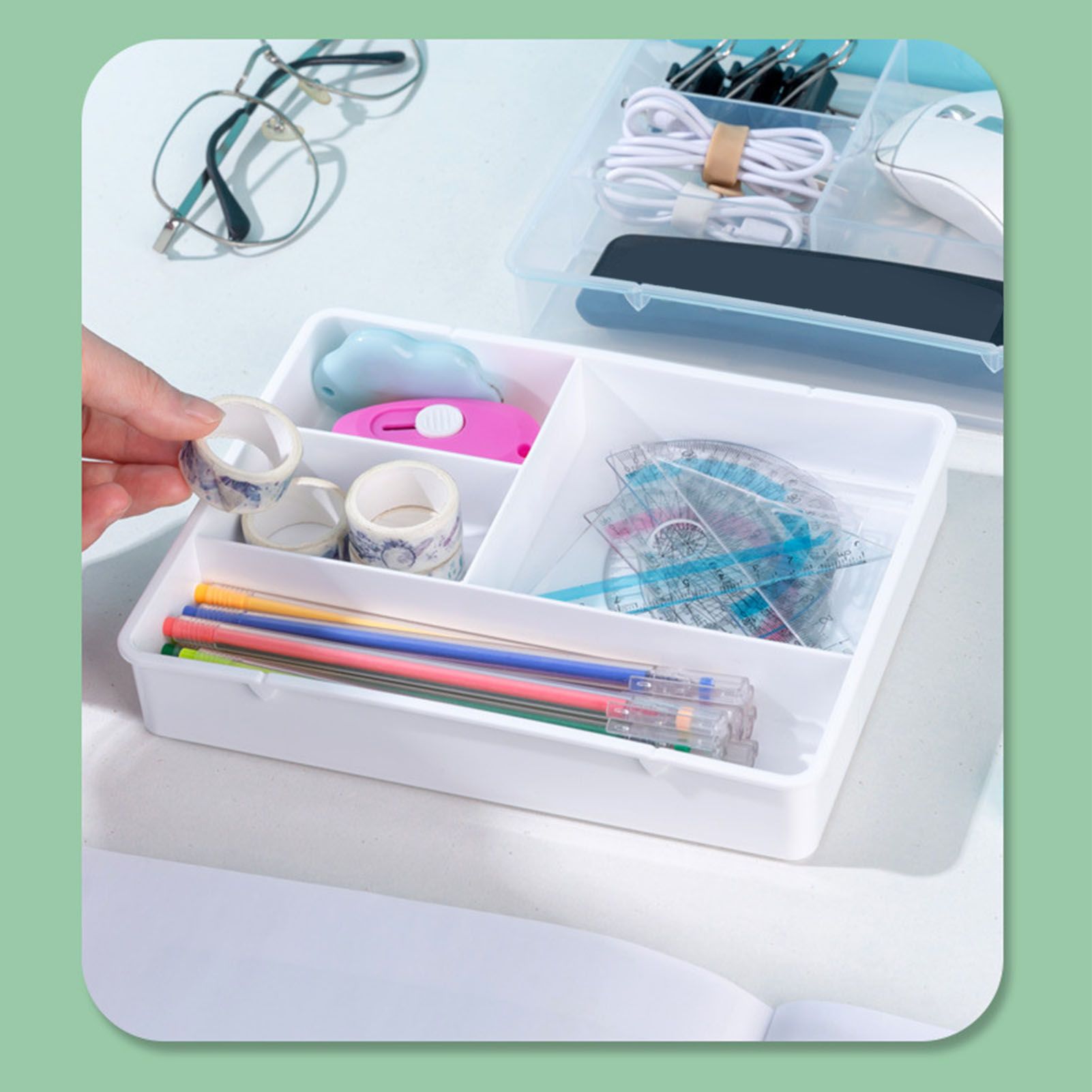 Desktop Organizer Box Drawer Divider Tray Desk Makeup Classification Storage view 12