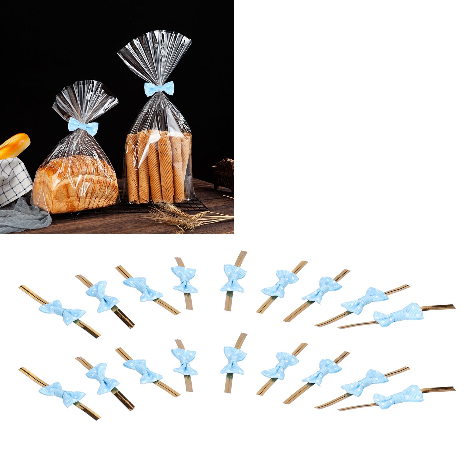 20pcs Bow Knot Twist Ties Biscuits Cookies DIY Baking Bag Ties for Gift view 11