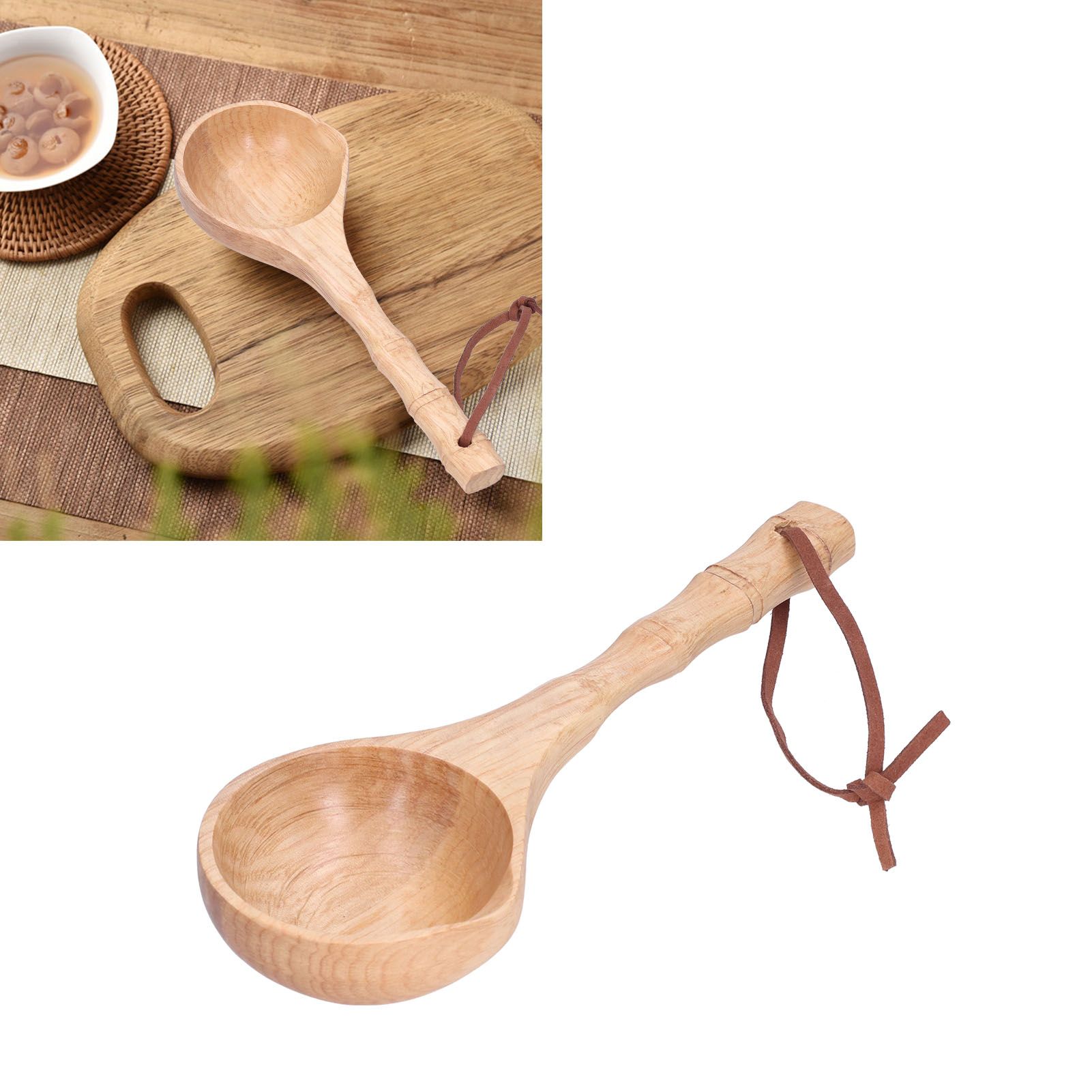 Wooden Spoon Long Handle Durable Soup Porridge Scoop Tableware Kitchen Cooking view 11