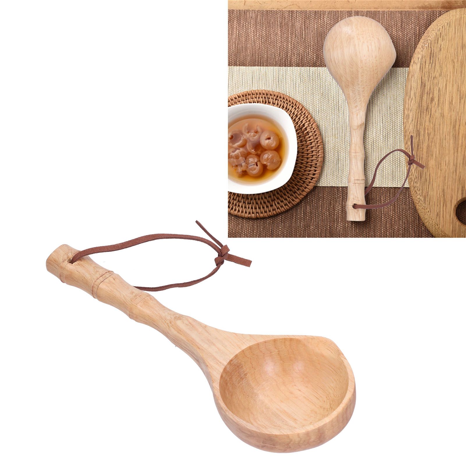 Wooden Spoon Long Handle Durable Soup Porridge Scoop Tableware Kitchen Cooking view 12