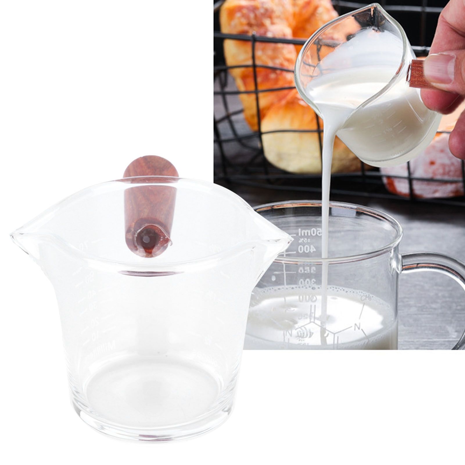 Double Mouth Glass Mug with Wooden Handle Heat‑Resistant Cup Kitchen Gadgets view 11