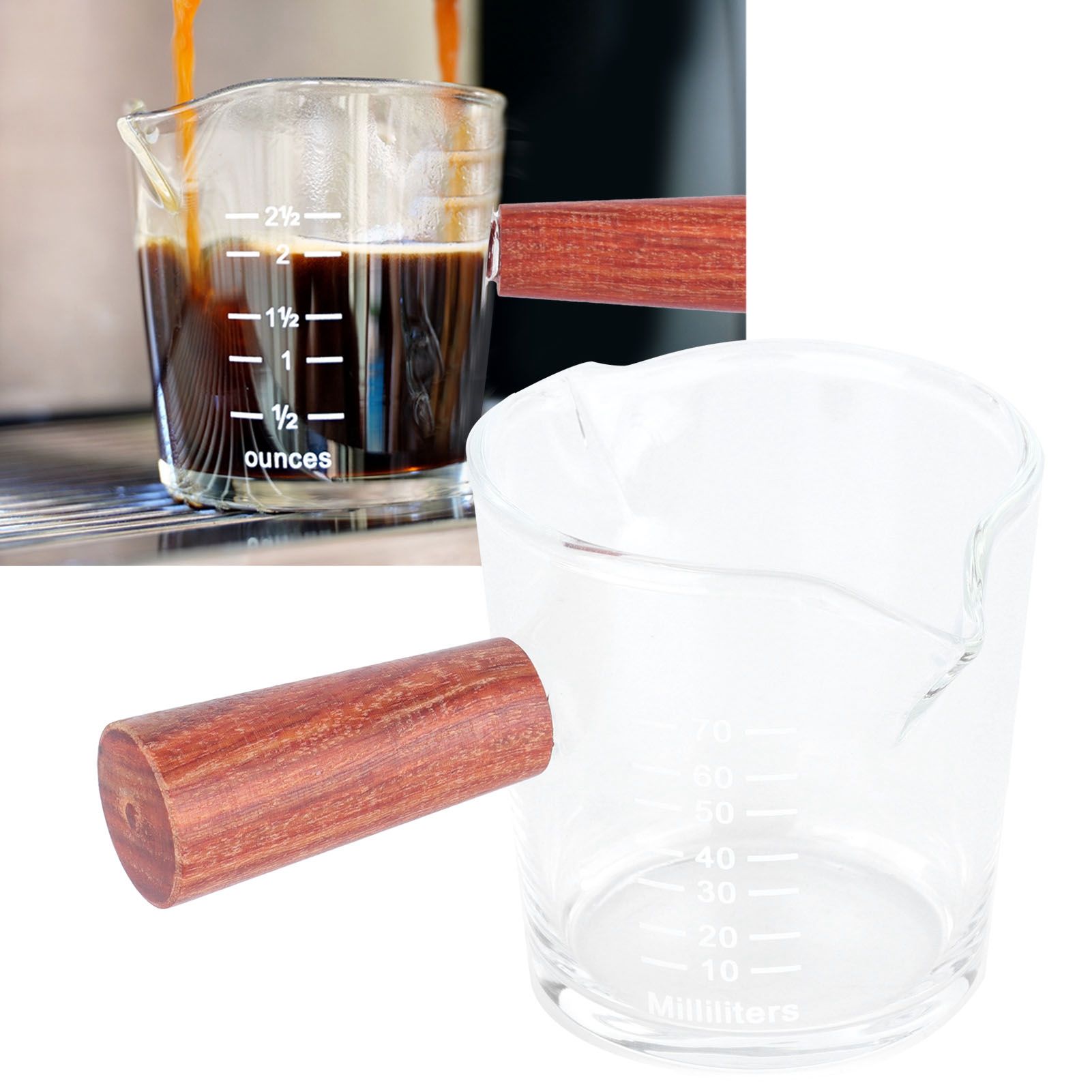 Double Mouth Glass Mug with Wooden Handle Heat‑Resistant Cup Kitchen Gadgets view 12