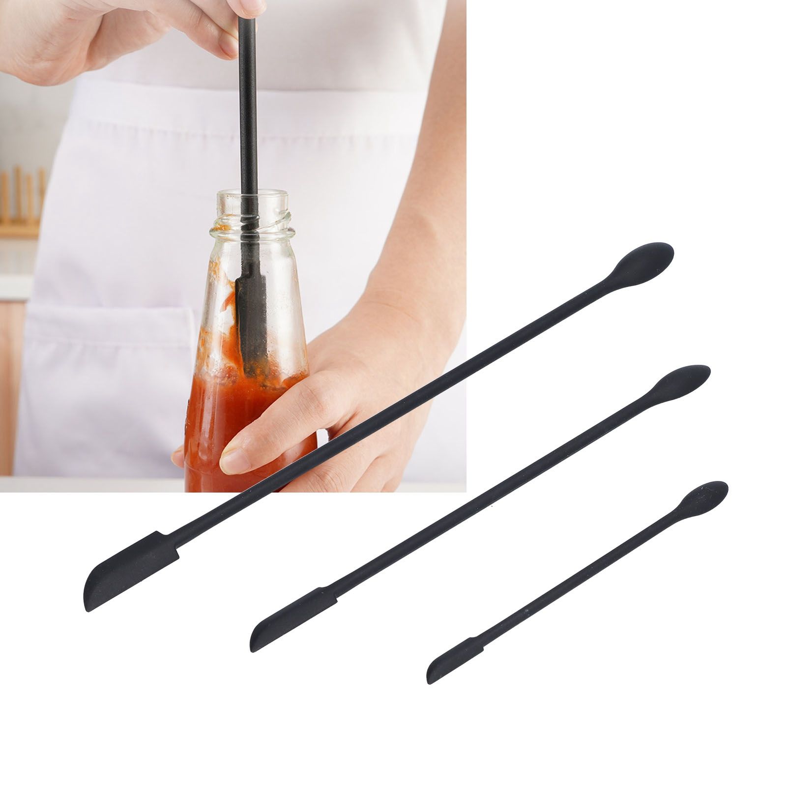 3pcs Spatula Food Grade Silicone Double Head Fruit Jam Cream Makeup Spatula view 12