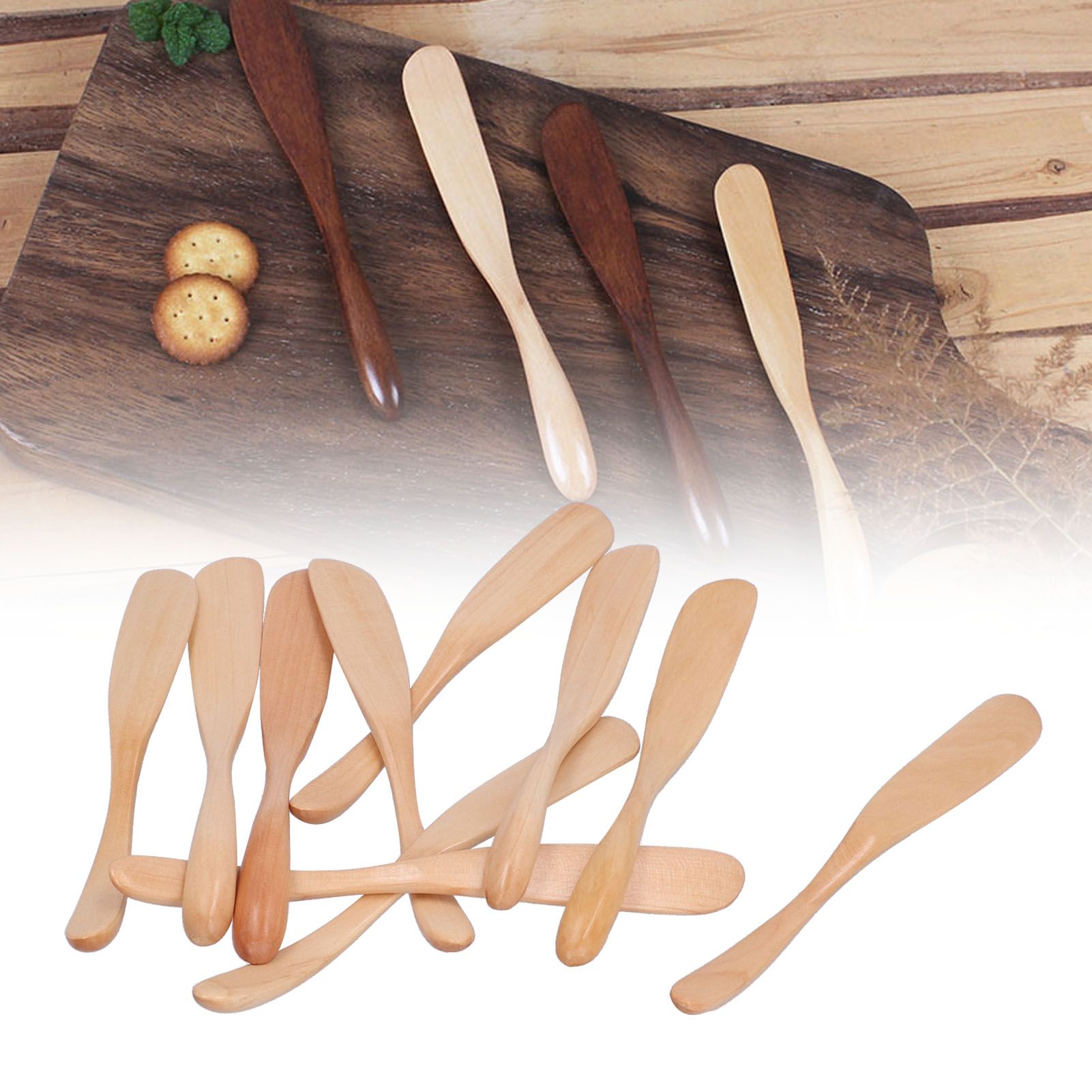 10pcs Wooden Dinner Knife Cheese Spreader Cake Knife Reusable Dinnerware view 12