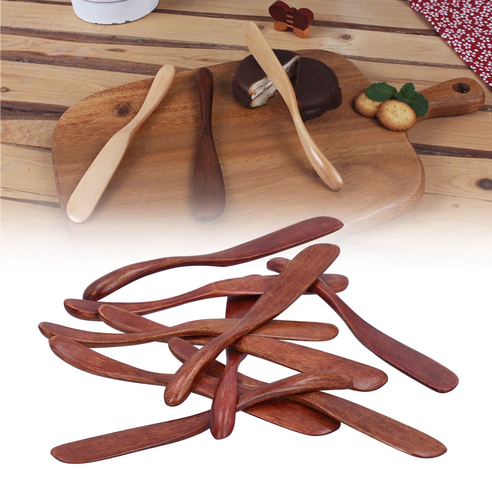 10pcs Wooden Dinner Knife Cheese Spreader Cake Knife Reusable Dinnerware view 11