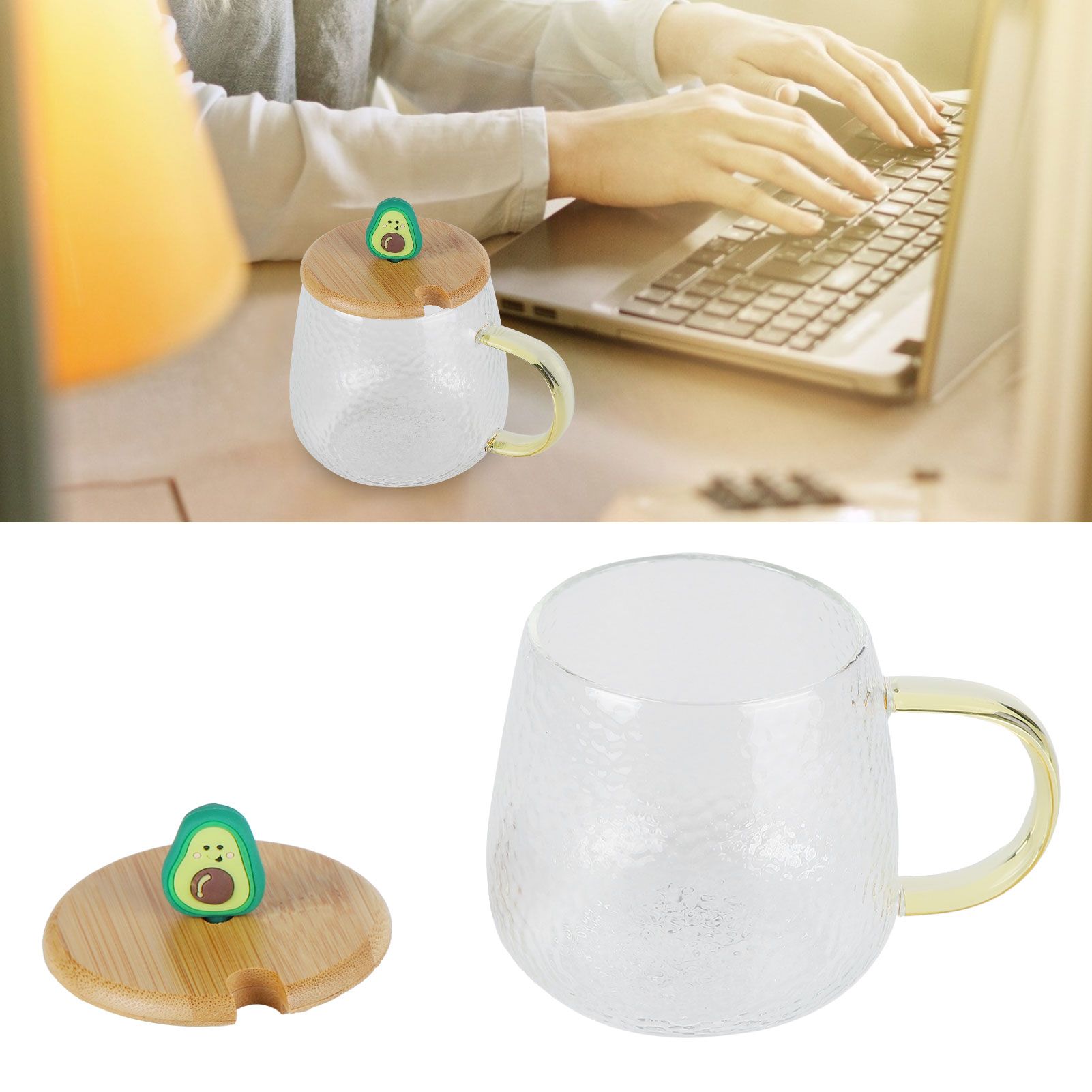 400ml Cute High Borosilicate Glass Cup HeatResistant Mug with Stainless Steel view 12