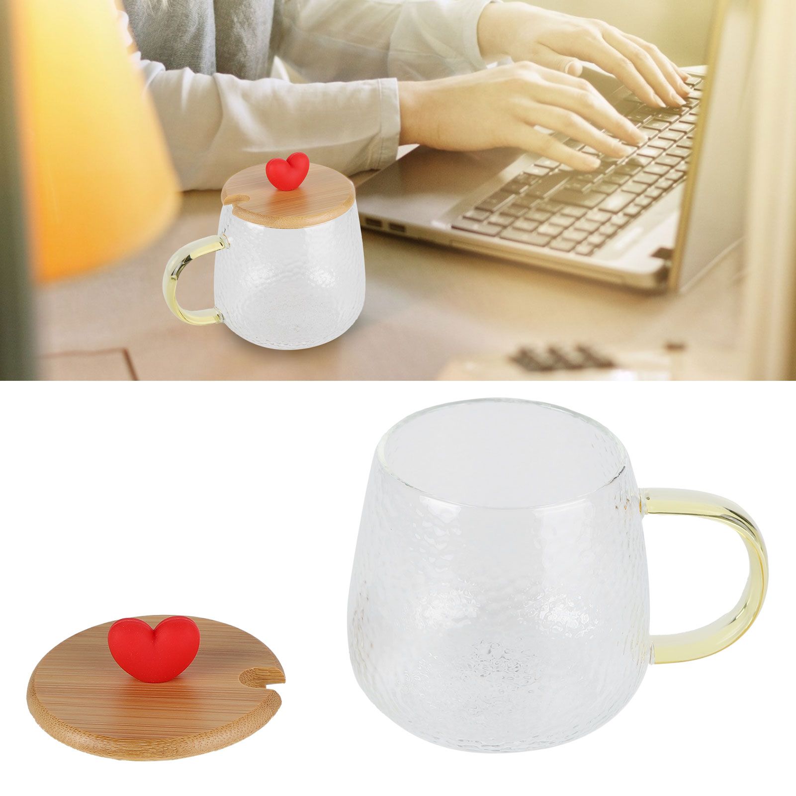 400ml Cute High Borosilicate Glass Cup HeatResistant Mug with Stainless Steel view 11