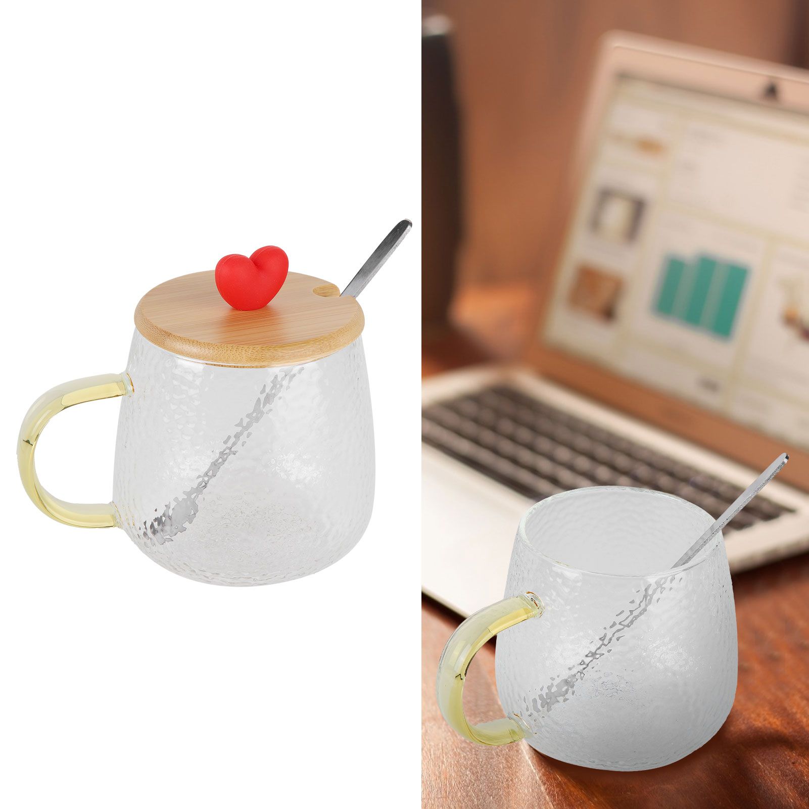 400ml Cute High Borosilicate Glass Cup HeatResistant Mug with Stainless Steel view 12