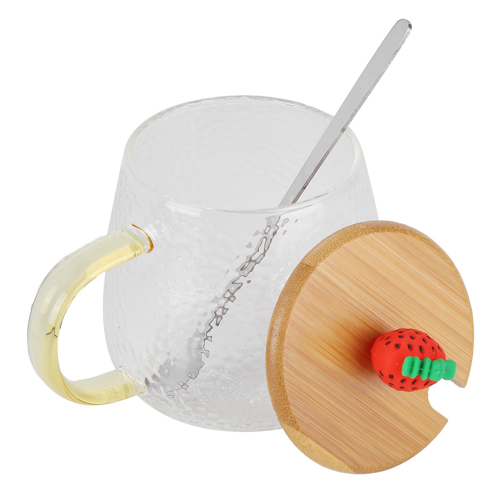 400ml Cute High Borosilicate Glass Cup HeatResistant Mug with Stainless Steel view 5