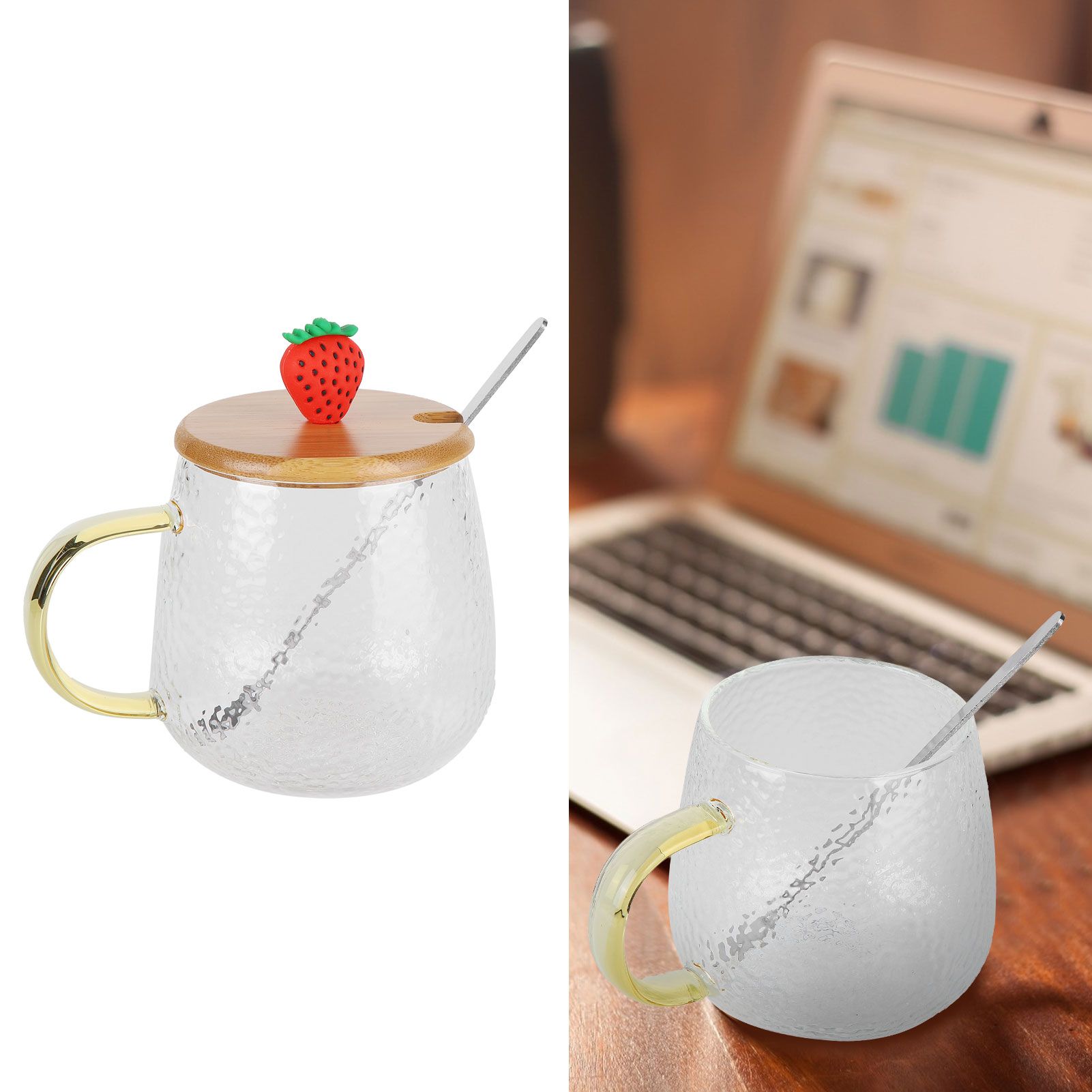 400ml Cute High Borosilicate Glass Cup HeatResistant Mug with Stainless Steel view 11