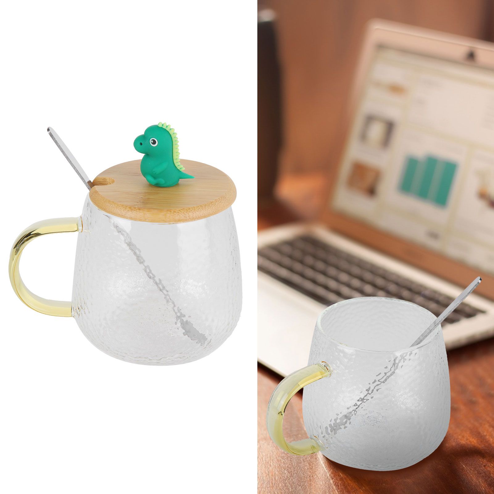 400ml Cute High Borosilicate Glass Cup HeatResistant Mug with Stainless Steel view 11