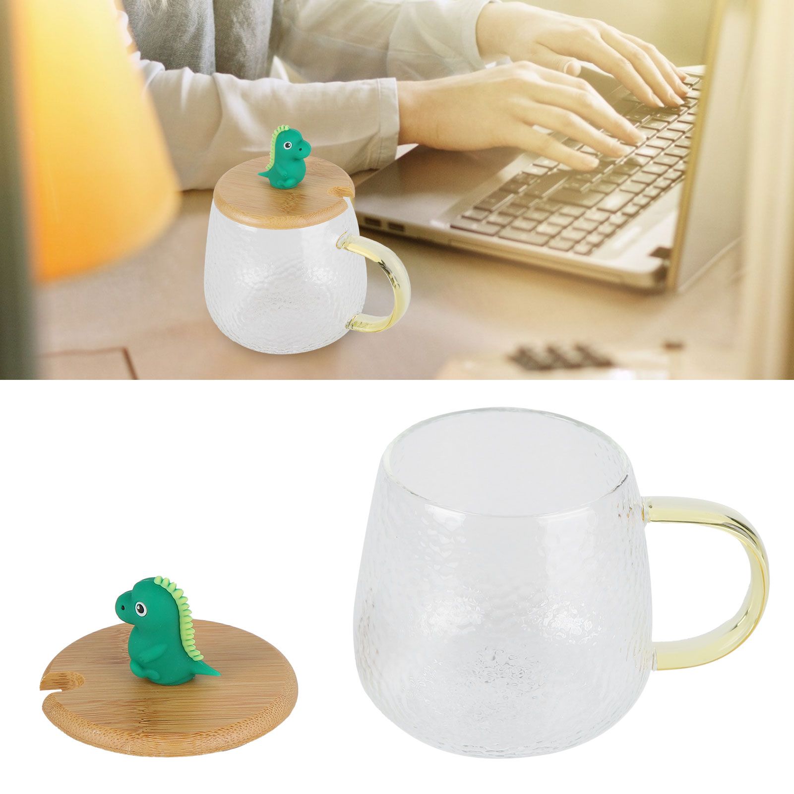 400ml Cute High Borosilicate Glass Cup HeatResistant Mug with Stainless Steel view 12