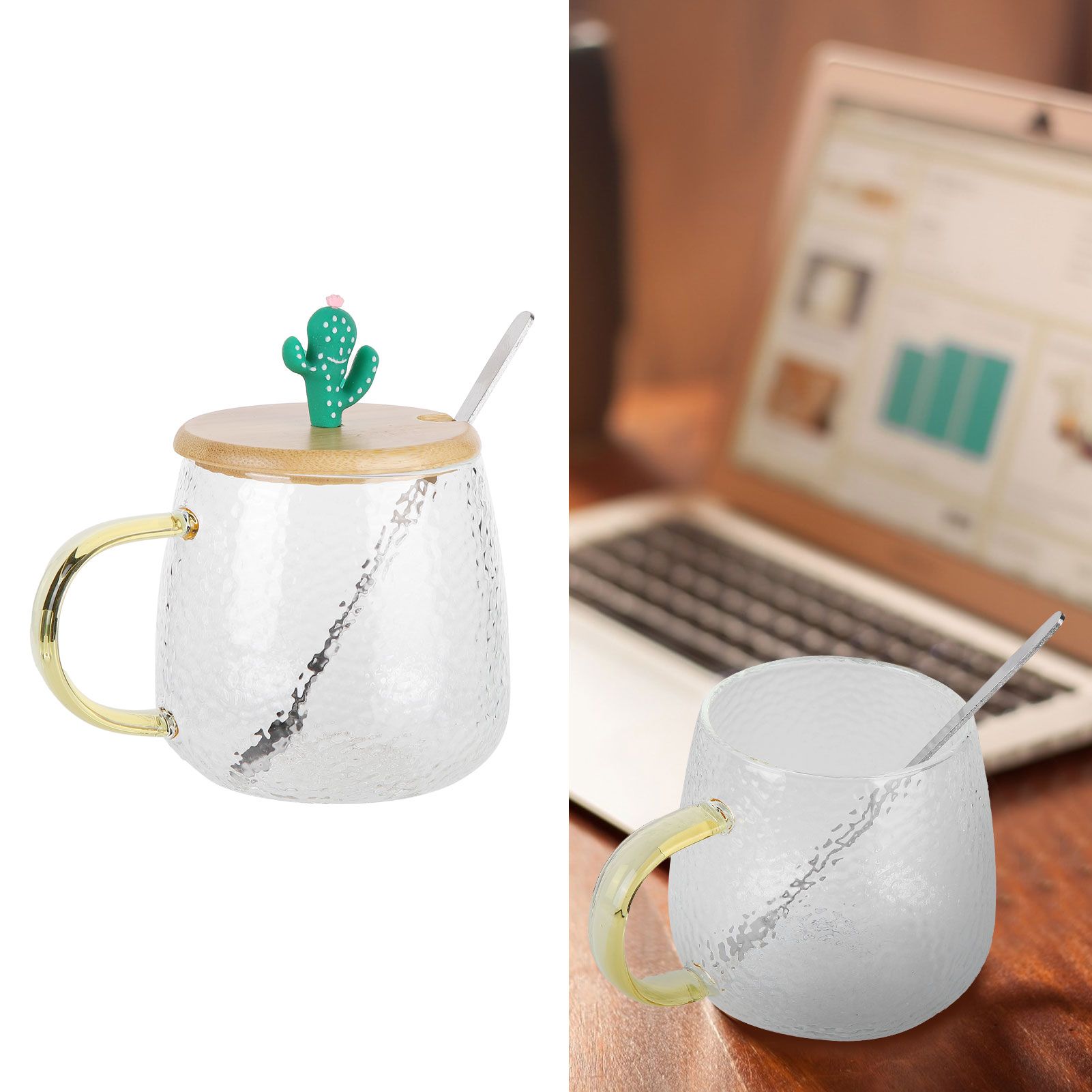 400ml Cute High Borosilicate Glass Cup HeatResistant Mug with Stainless Steel view 11