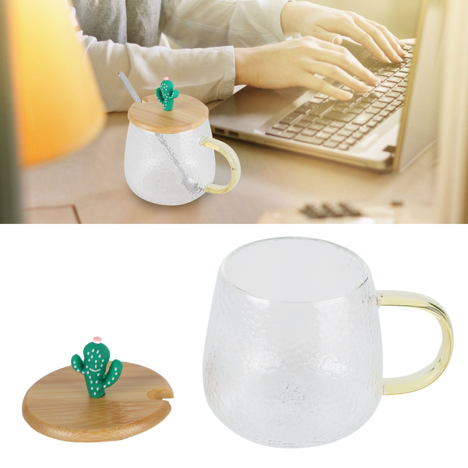 400ml Cute High Borosilicate Glass Cup HeatResistant Mug with Stainless Steel view 12
