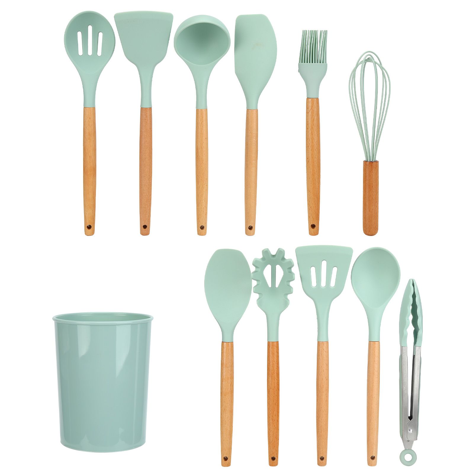 12Pcs/Set Cooking Utensil with Wooden Handle Silicone Cooking Tool for Home view 3