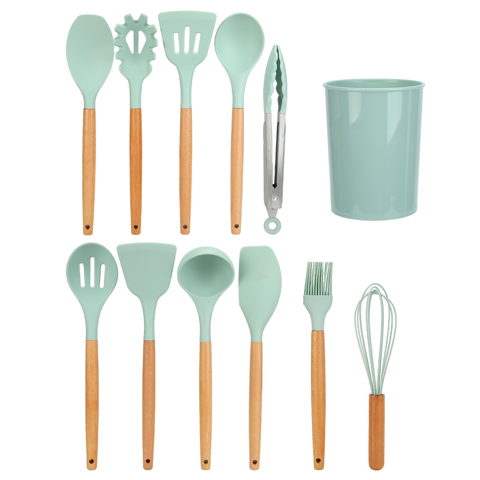 12Pcs/Set Cooking Utensil with Wooden Handle Silicone Cooking Tool for Home view 4
