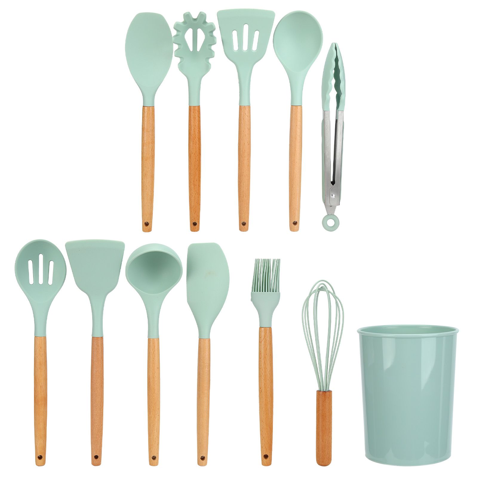 12Pcs/Set Cooking Utensil with Wooden Handle Silicone Cooking Tool for Home view 5