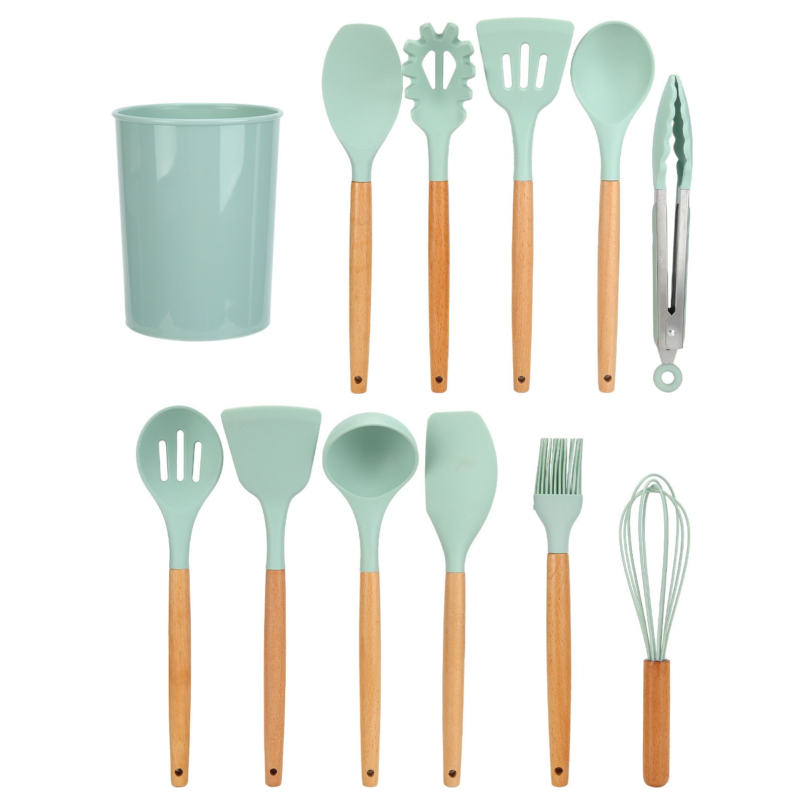 12Pcs/Set Cooking Utensil with Wooden Handle Silicone Cooking Tool for Home view 6
