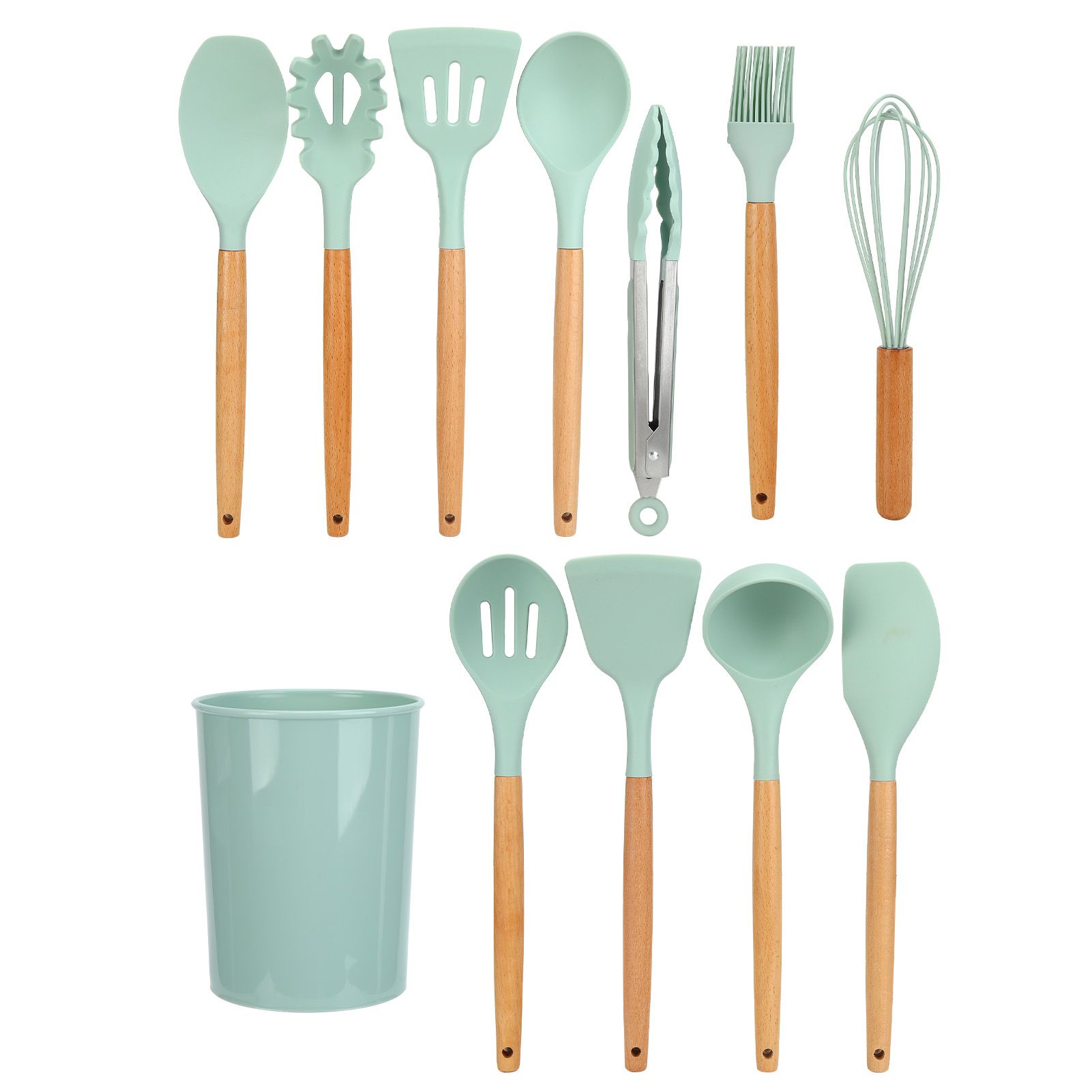 12Pcs/Set Cooking Utensil with Wooden Handle Silicone Cooking Tool for Home view 7