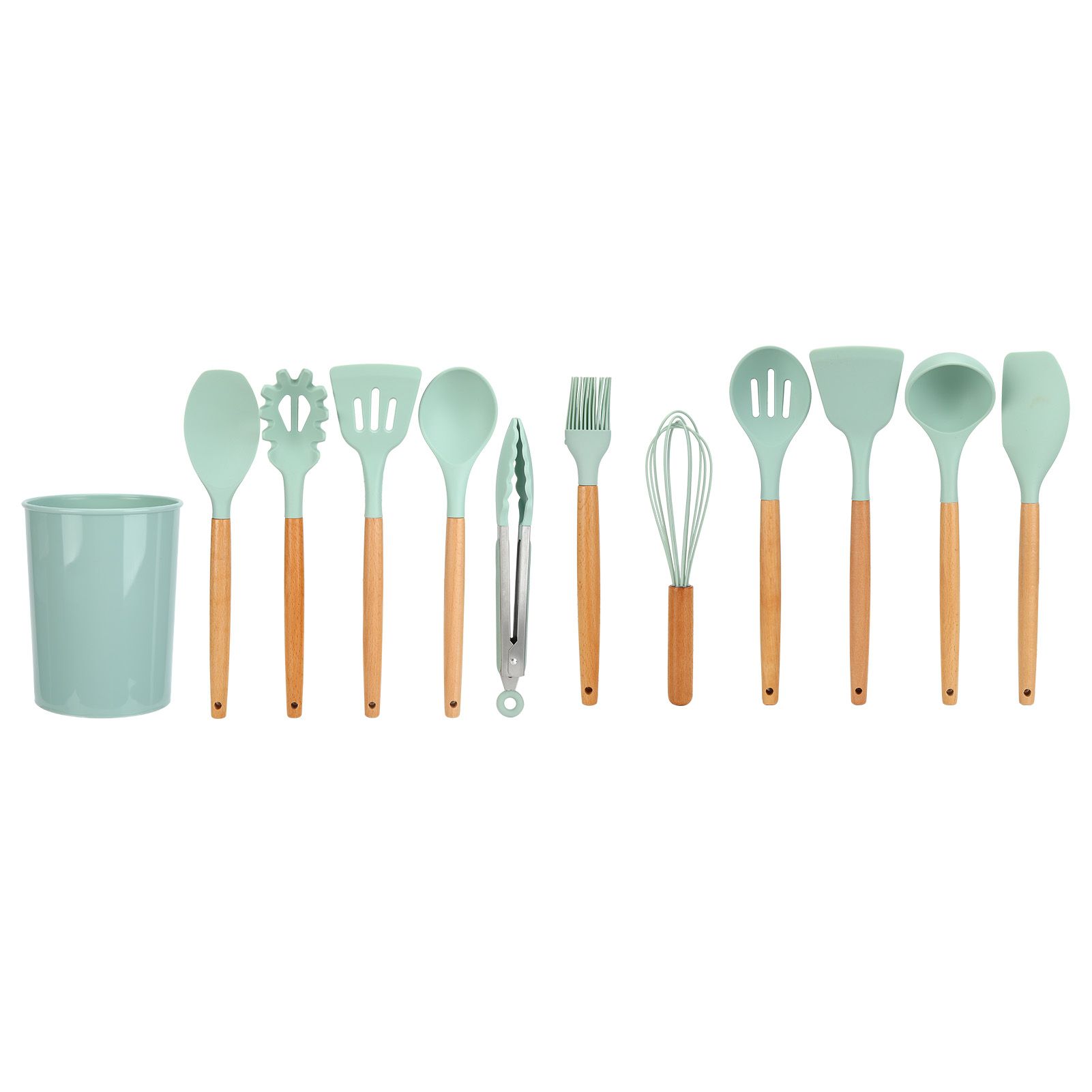 12Pcs/Set Cooking Utensil with Wooden Handle Silicone Cooking Tool for Home view 8