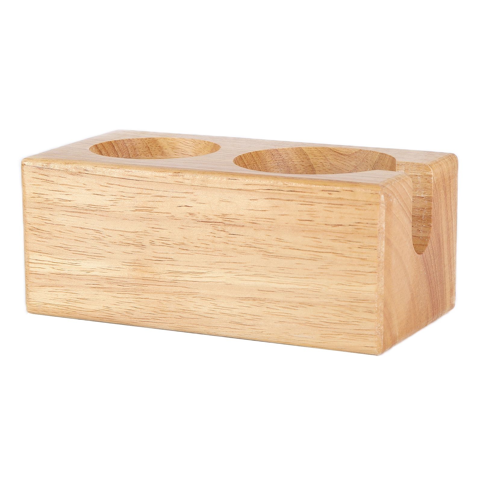 2‑Hole Wooden Tamper Base Natural Wood Color External Durable Tamping Station