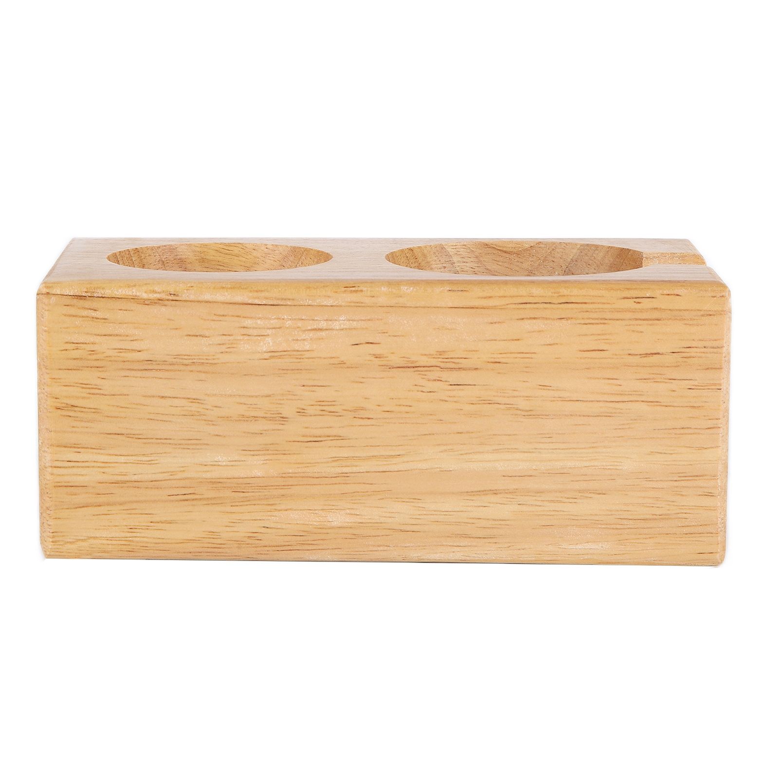 2‑Hole Wooden Tamper Base Natural Wood Color External Durable Tamping Station view 2