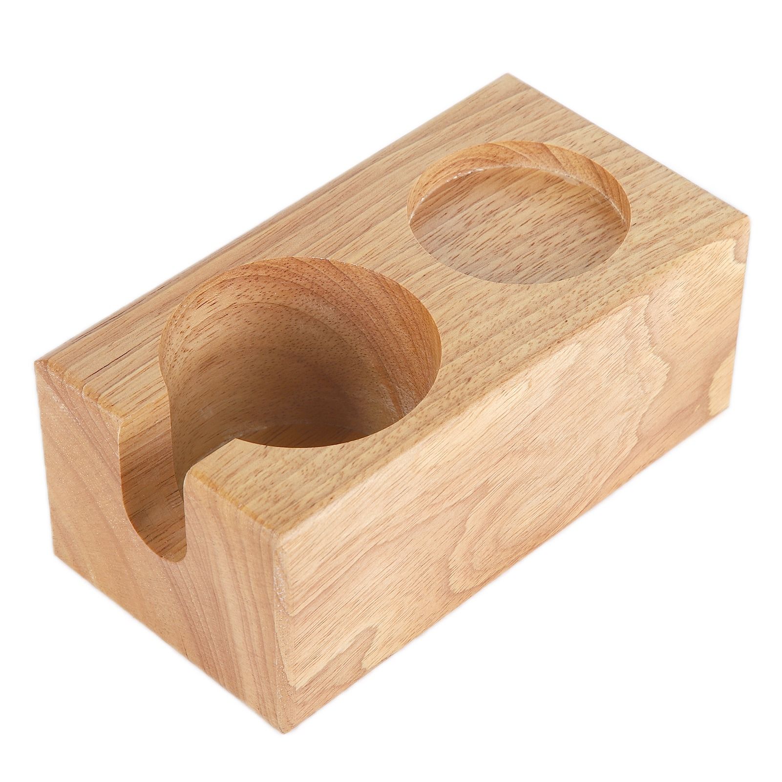 2‑Hole Wooden Tamper Base Natural Wood Color External Durable Tamping Station view 5