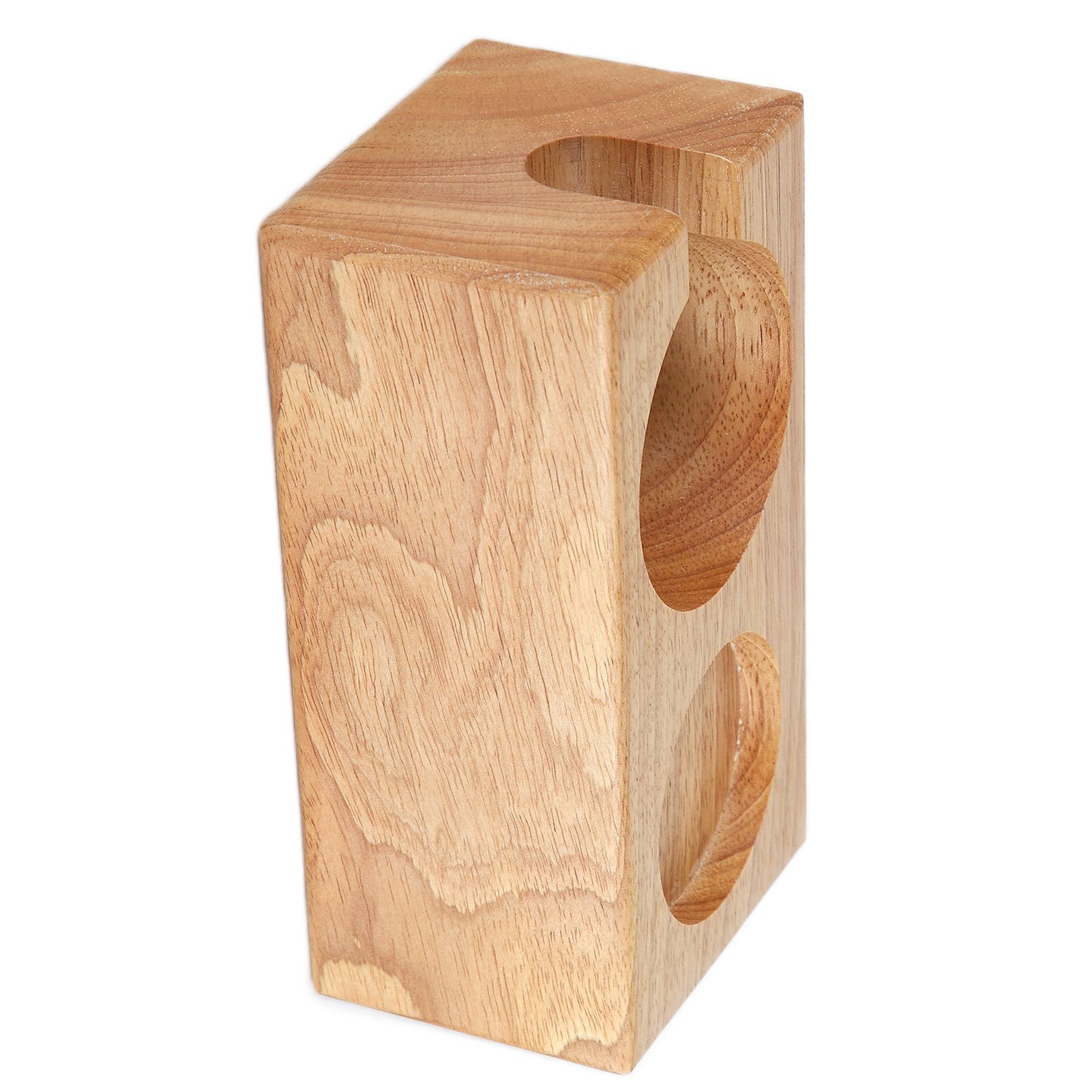 2‑Hole Wooden Tamper Base Natural Wood Color External Durable Tamping Station view 6