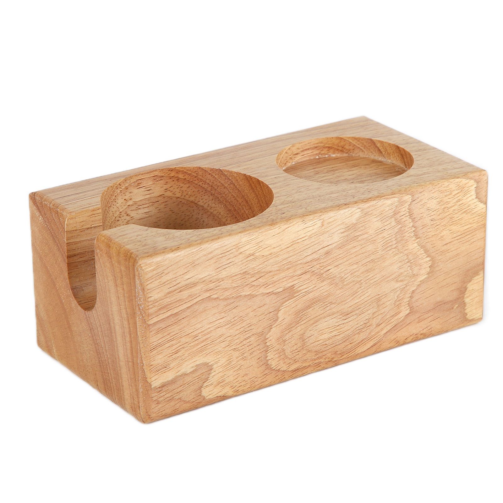 2‑Hole Wooden Tamper Base Natural Wood Color External Durable Tamping Station view 7