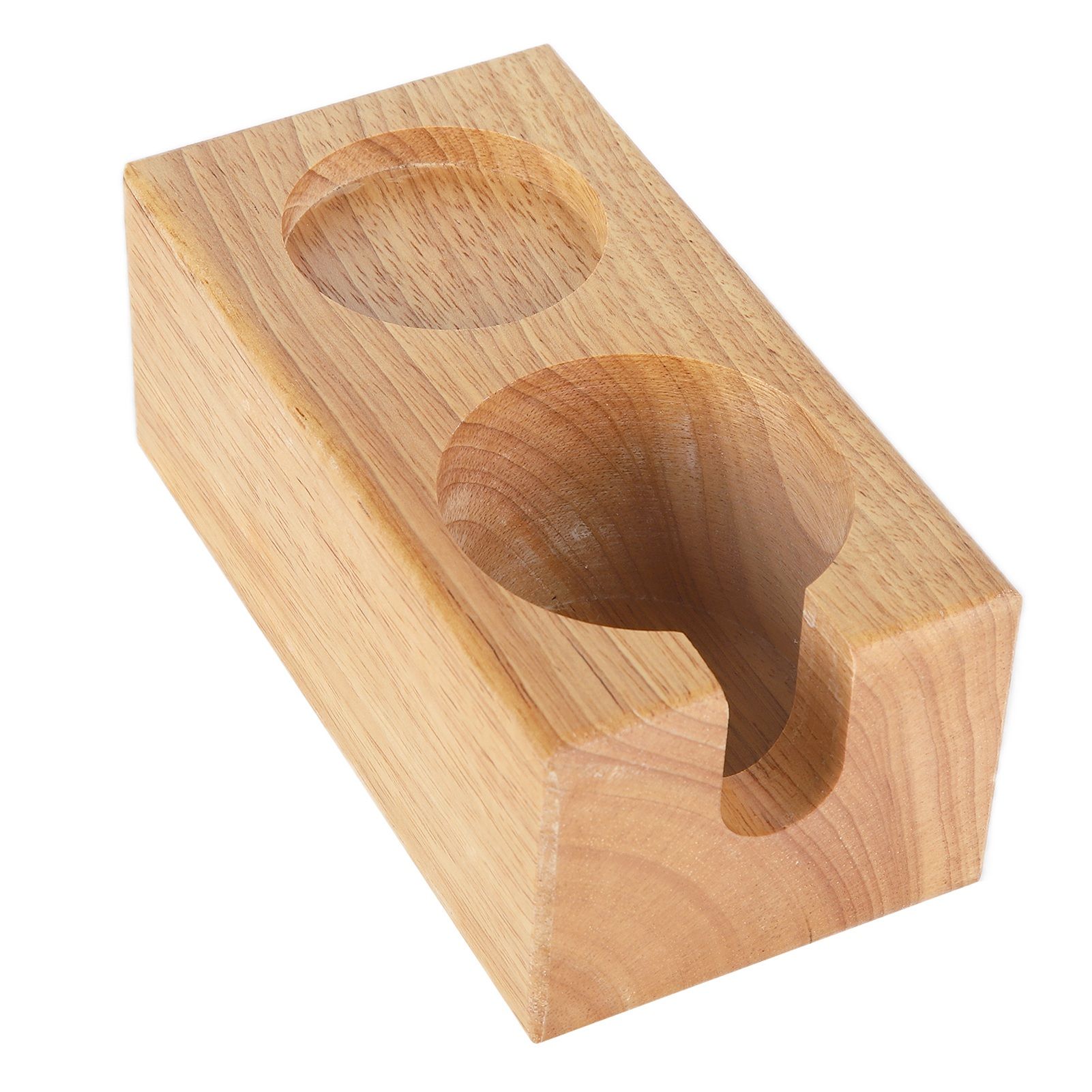2‑Hole Wooden Tamper Base Natural Wood Color External Durable Tamping Station view 8
