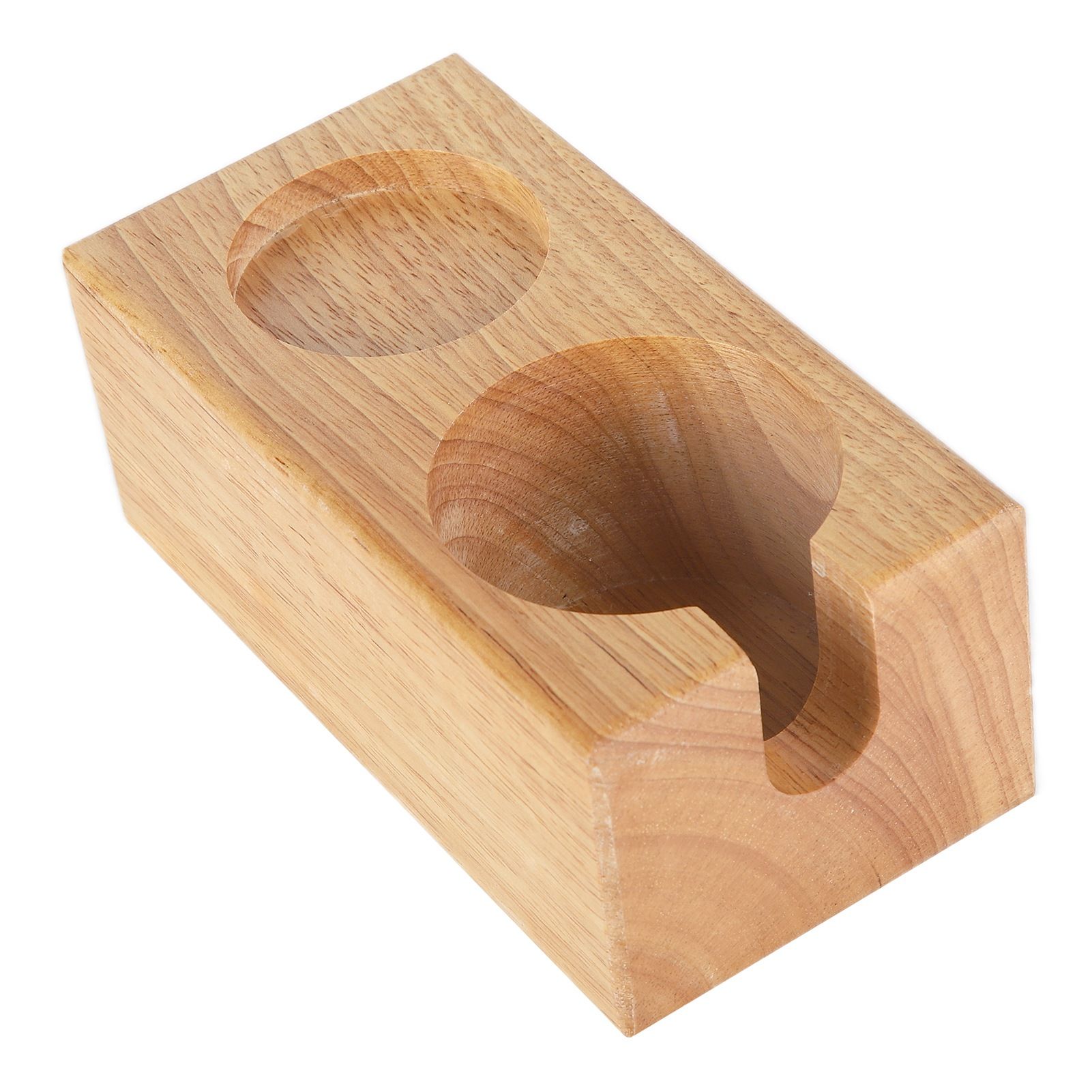 2‑Hole Wooden Tamper Base Natural Wood Color External Durable Tamping Station view 9
